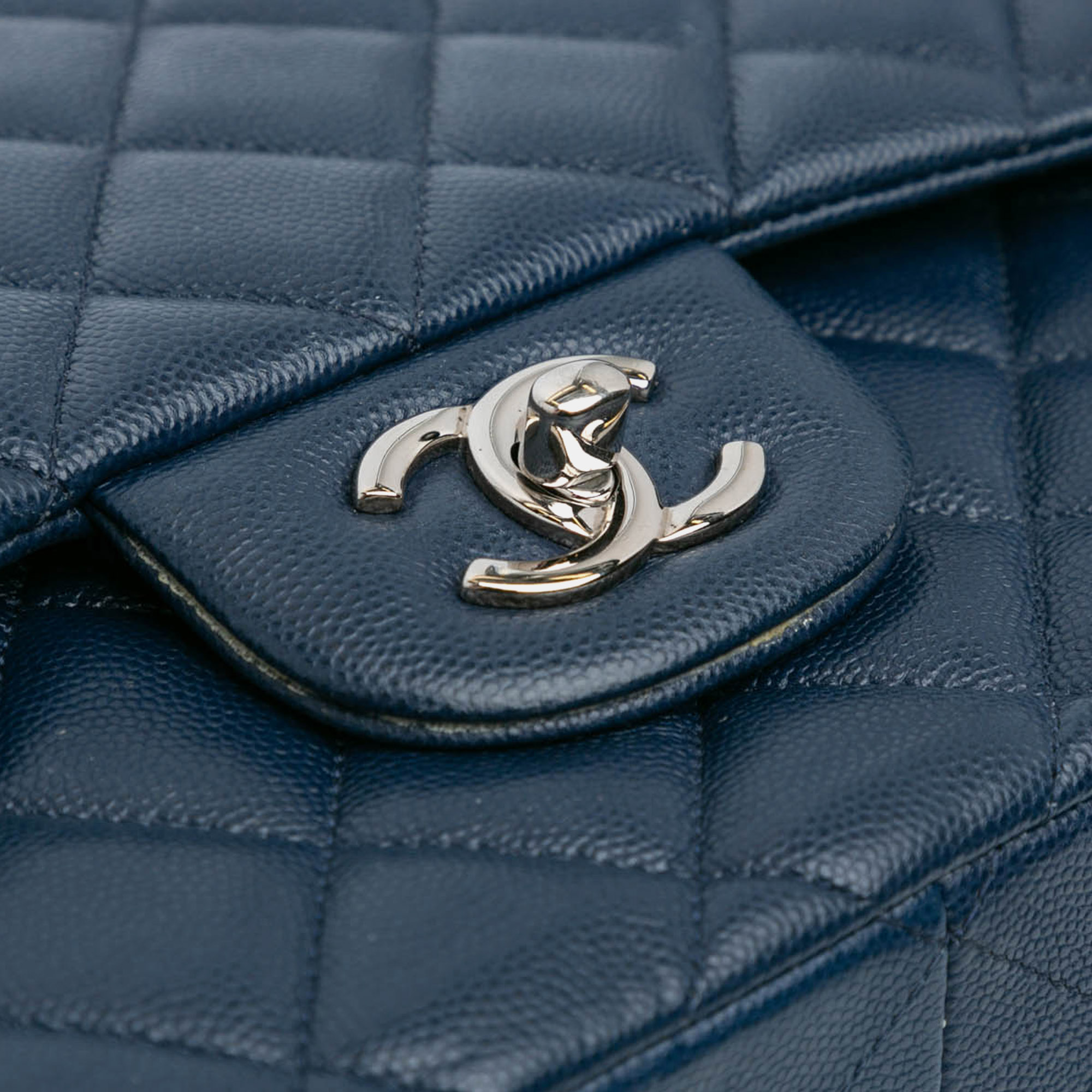 Chanel Blue Jumbo Classic Caviar Double Flap 