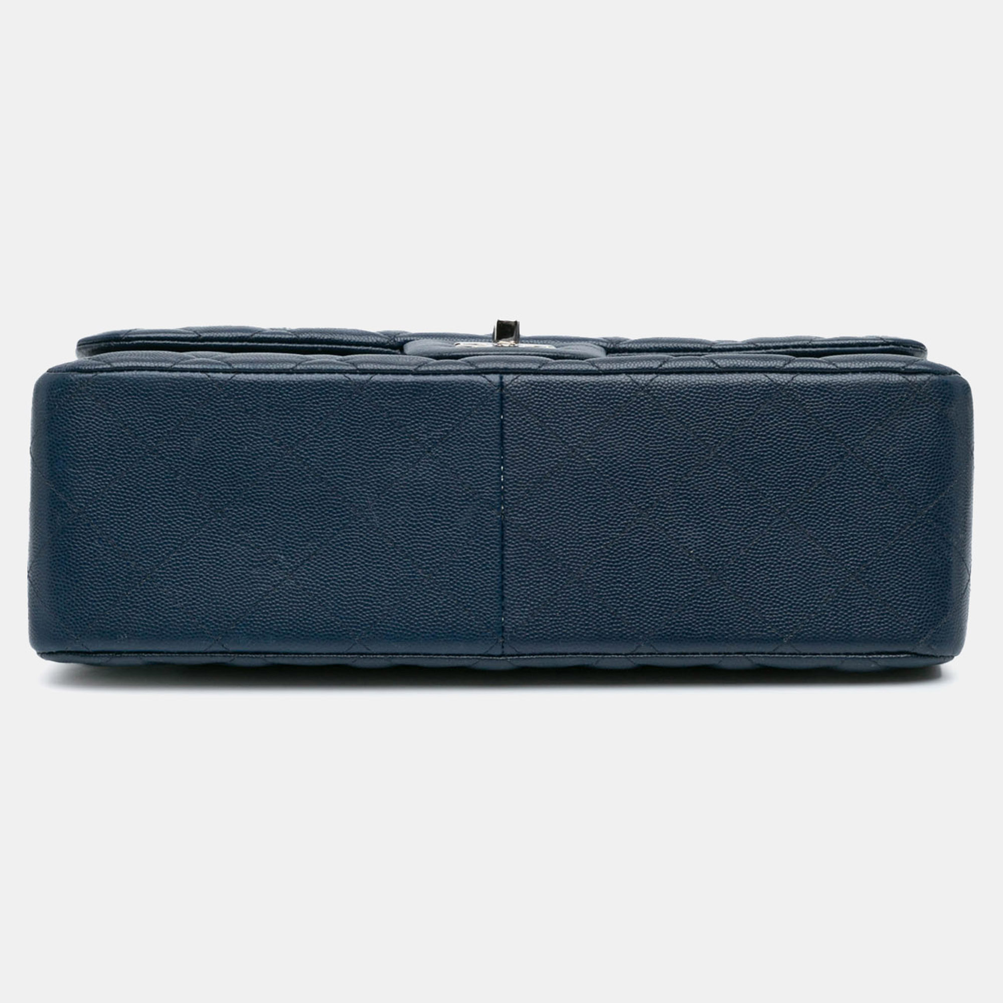 Chanel Blue Jumbo Classic Caviar Double Flap 
