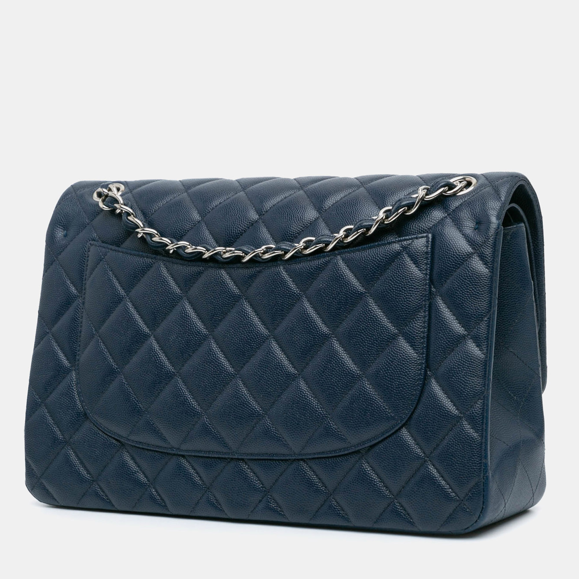 Chanel Blue Jumbo Classic Caviar Double Flap 