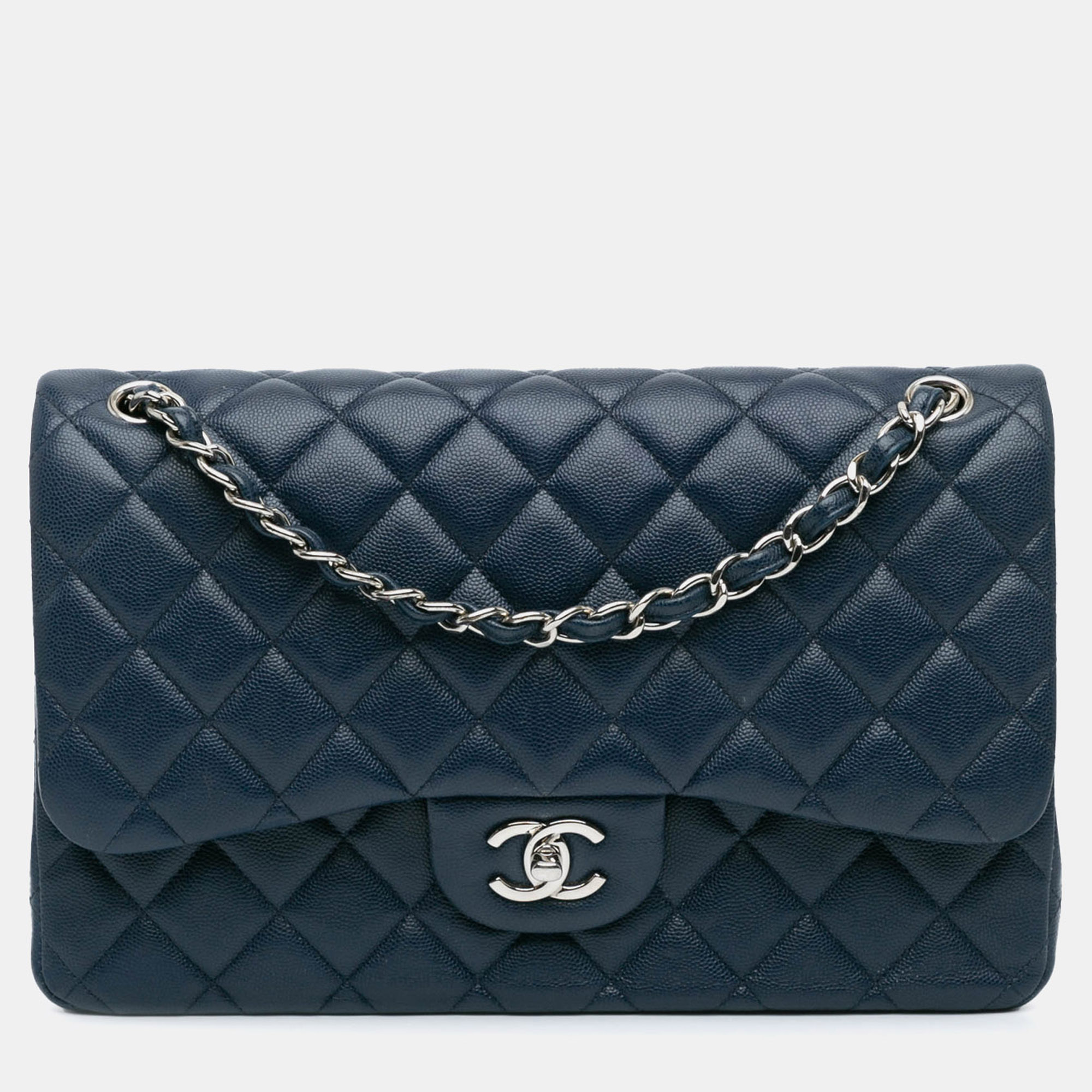 

Chanel Blue Jumbo Classic Caviar Double Flap