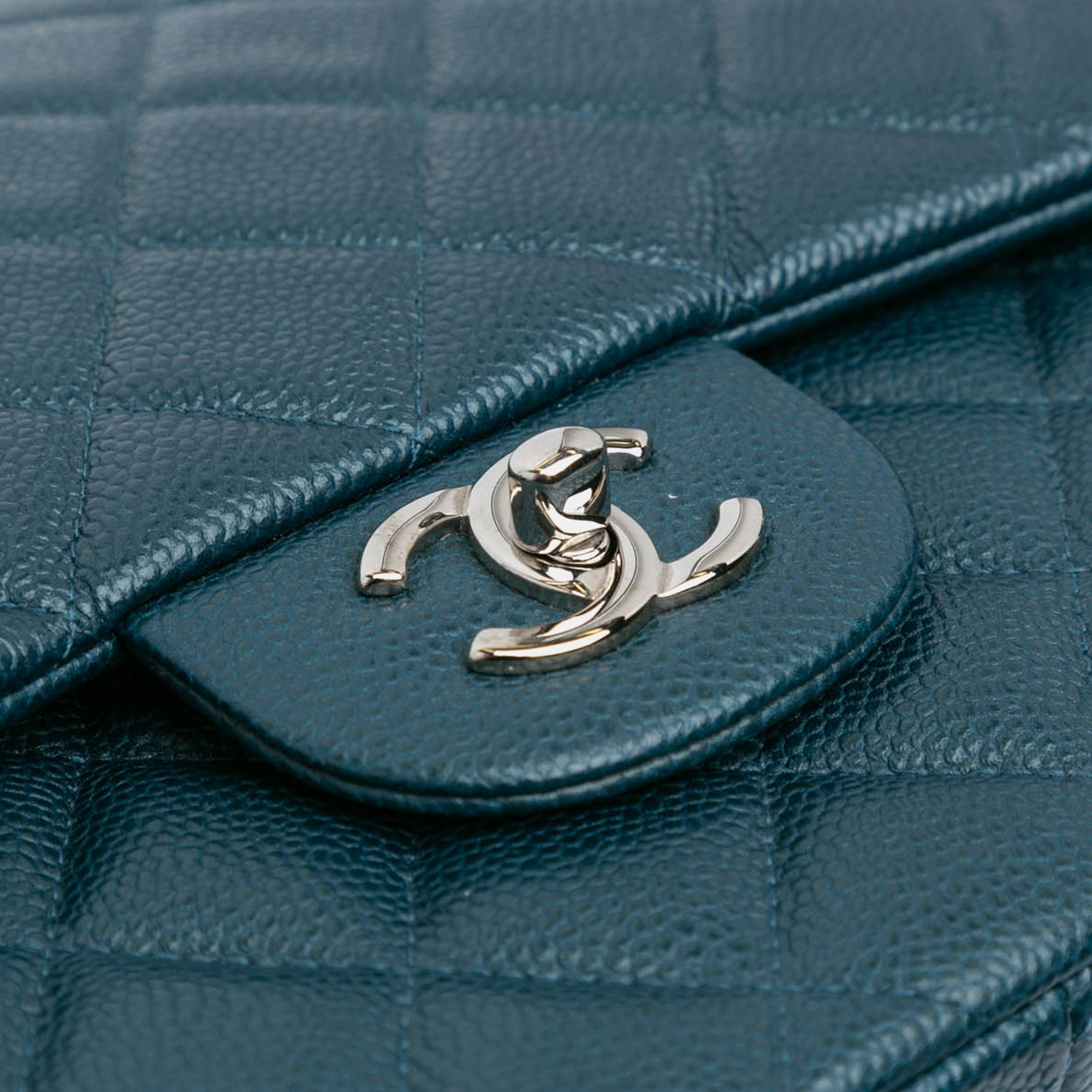Chanel Blue Jumbo Classic Caviar Double Flap 