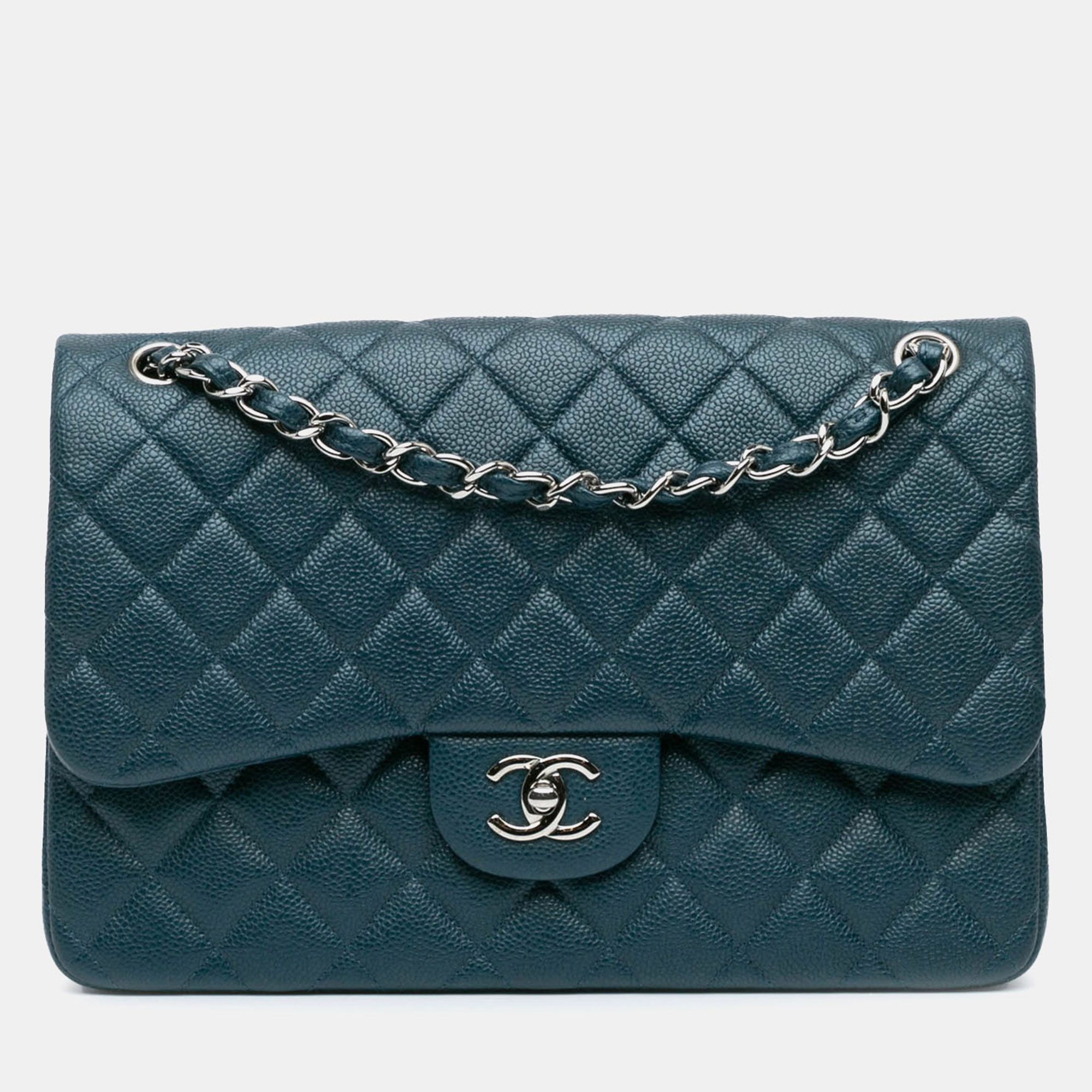 

Chanel Blue Jumbo Classic Caviar Double Flap