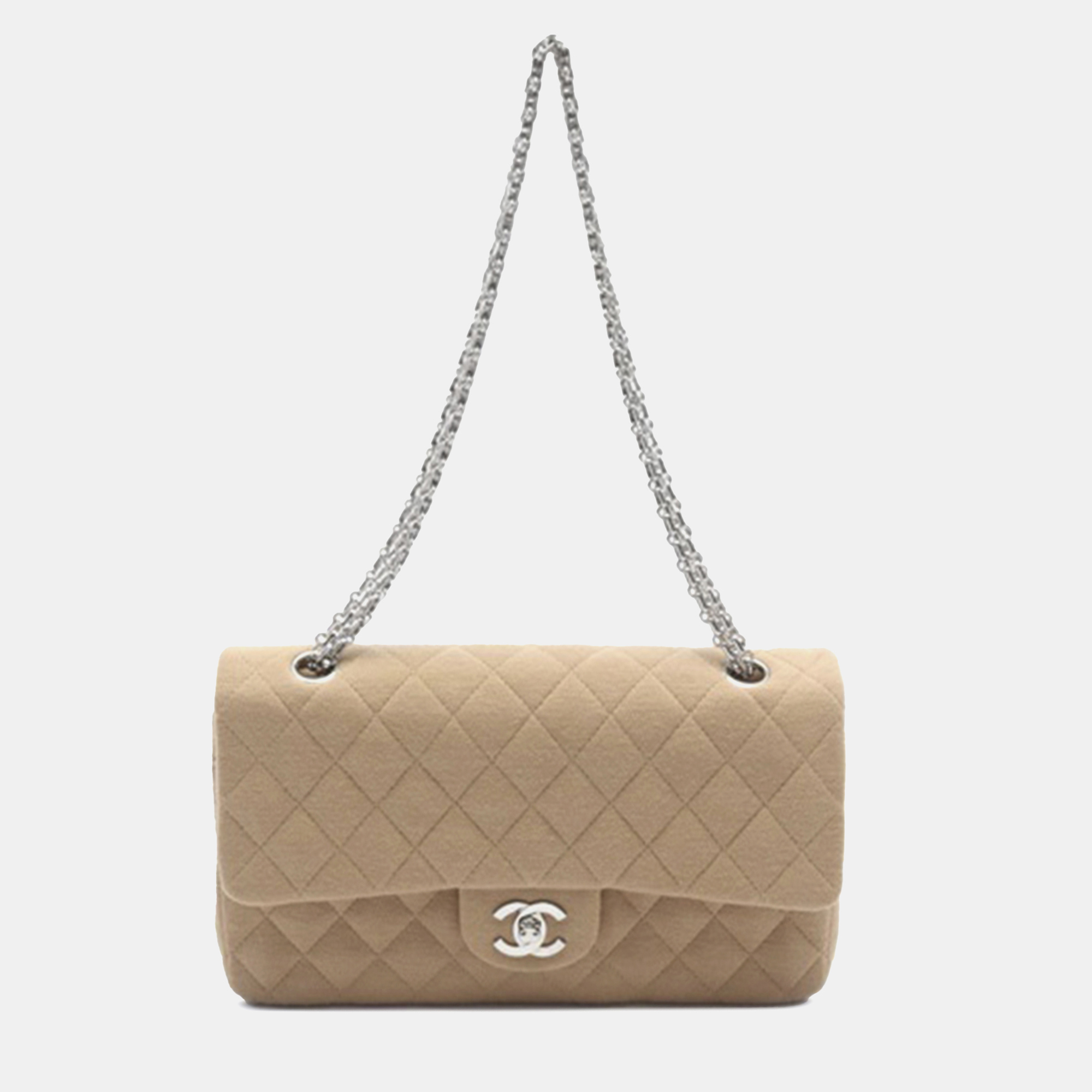 

Chanel Medium Classic Jersey Double Flap, Beige