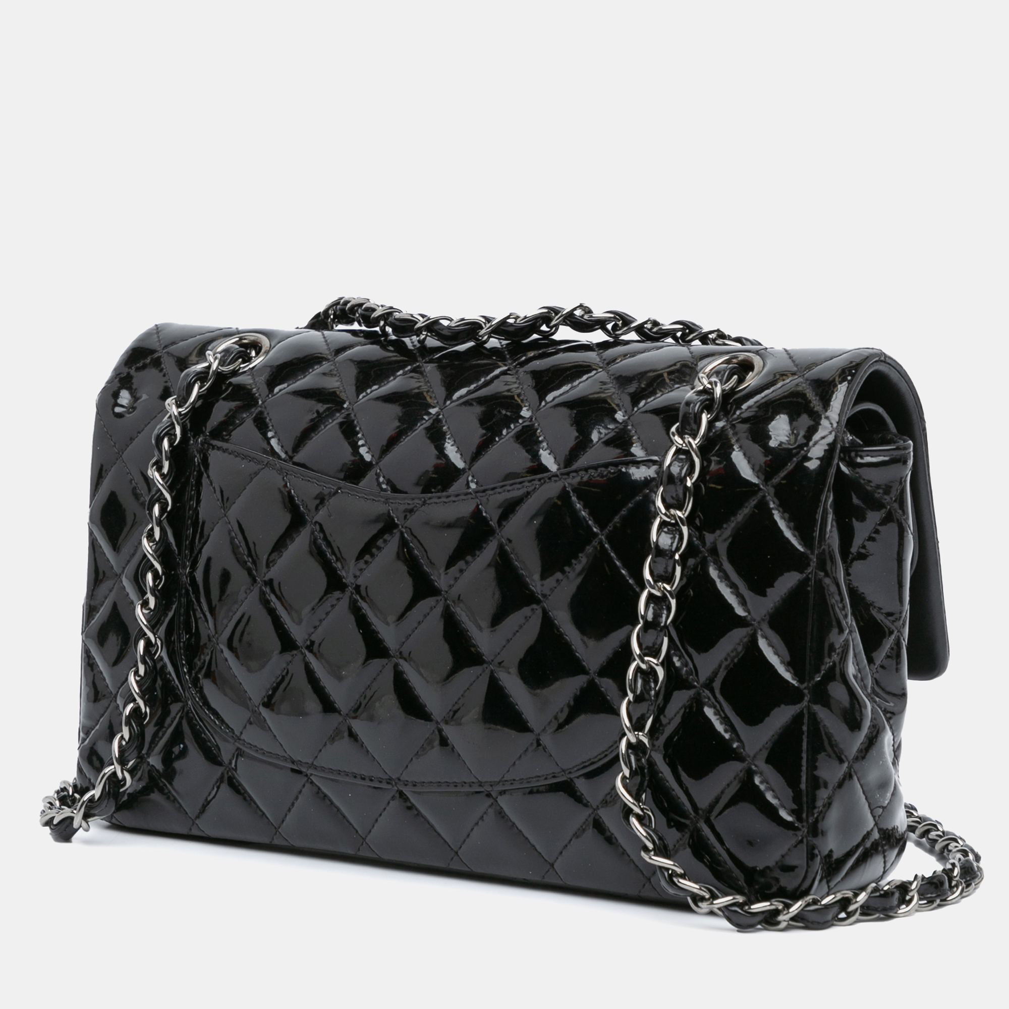 Chanel Black Patent Medium Classic Double Flap Bag 
