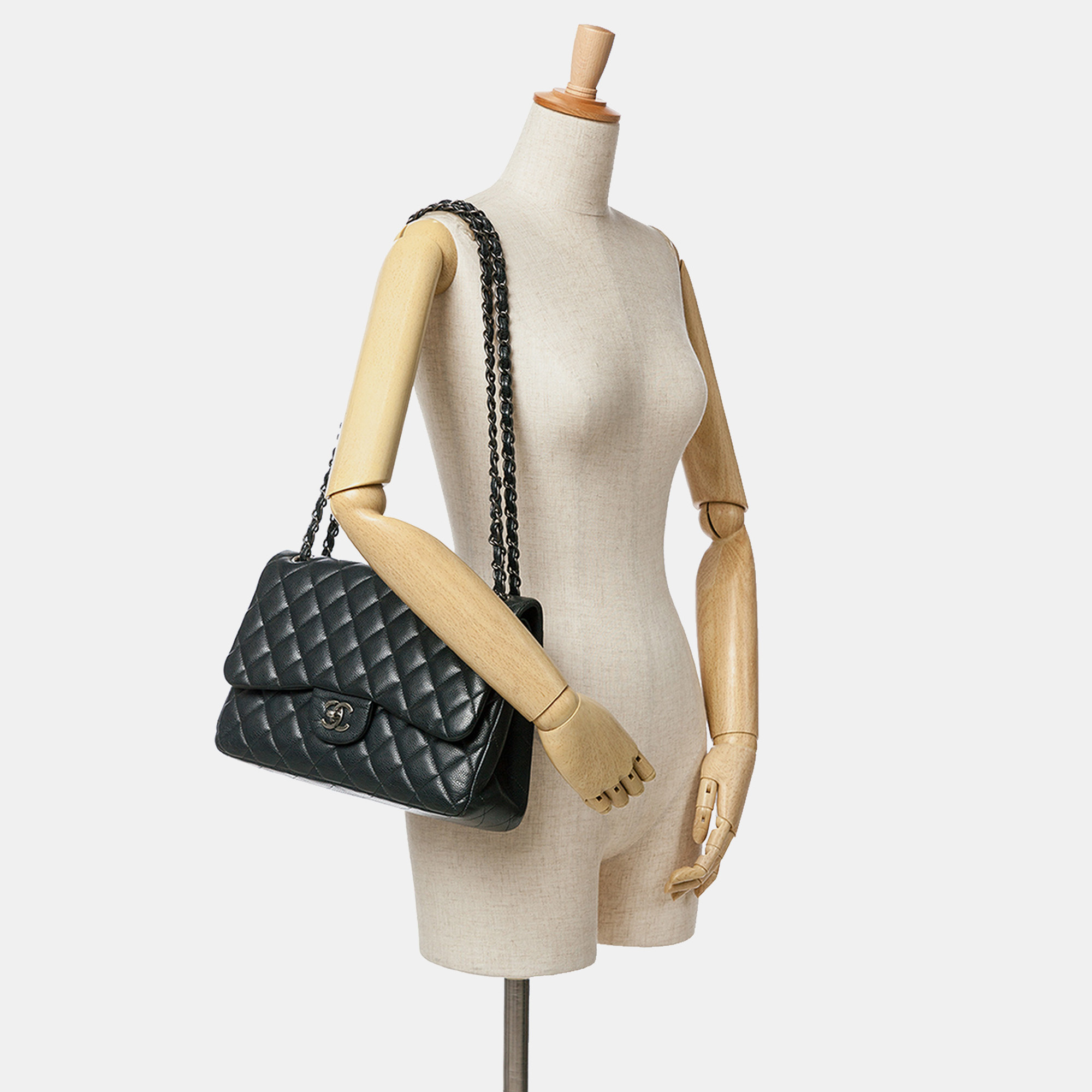 Chanel Black Jumbo Classic Caviar Double Flap 