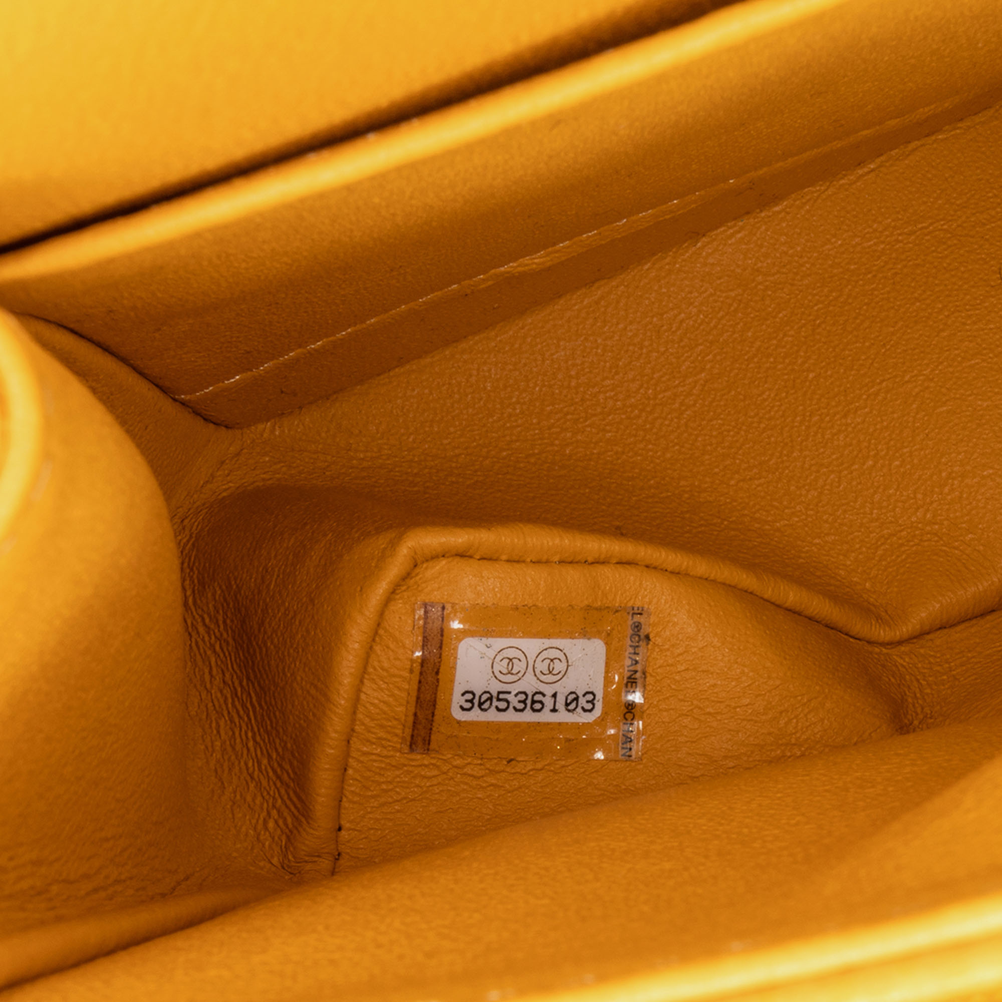 Chanel Yellow Small Classic Chevron Caviar Double Flap 