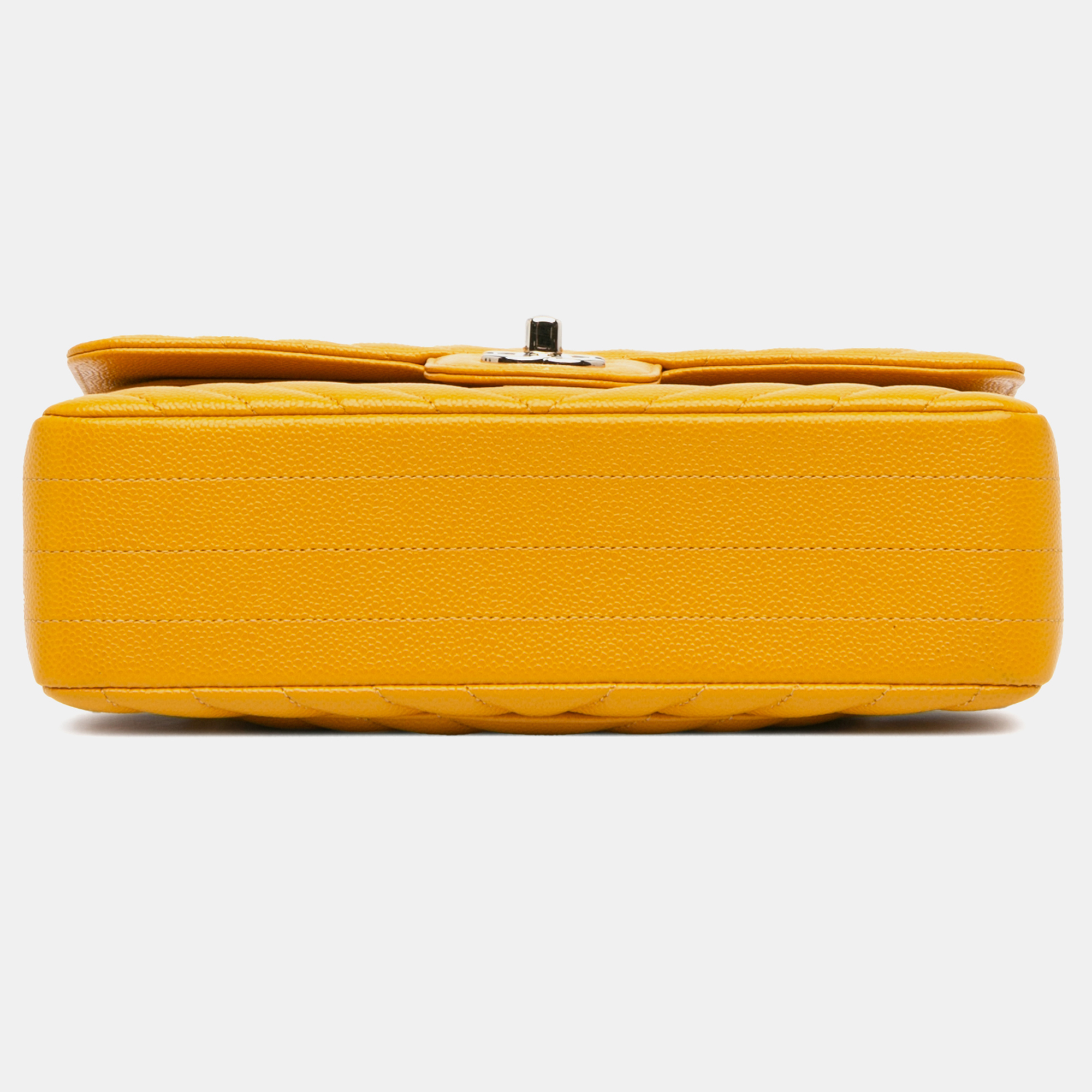 Chanel Yellow Small Classic Chevron Caviar Double Flap 