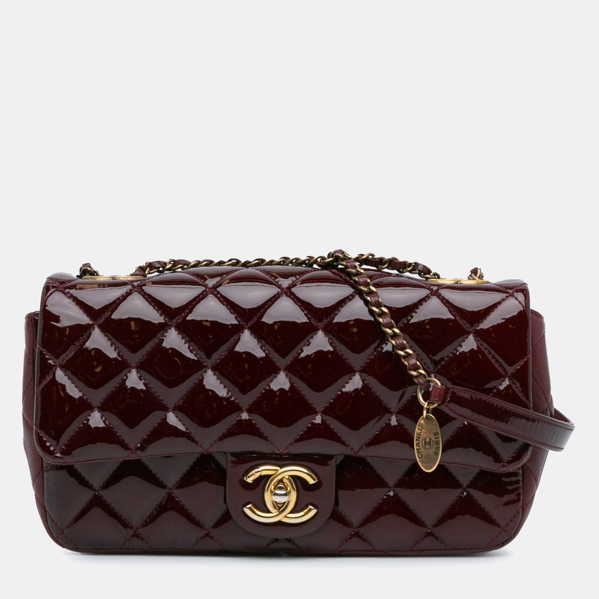 

Chanel Burgundy Paris-Salzburg Patent CC Eyelet Flap