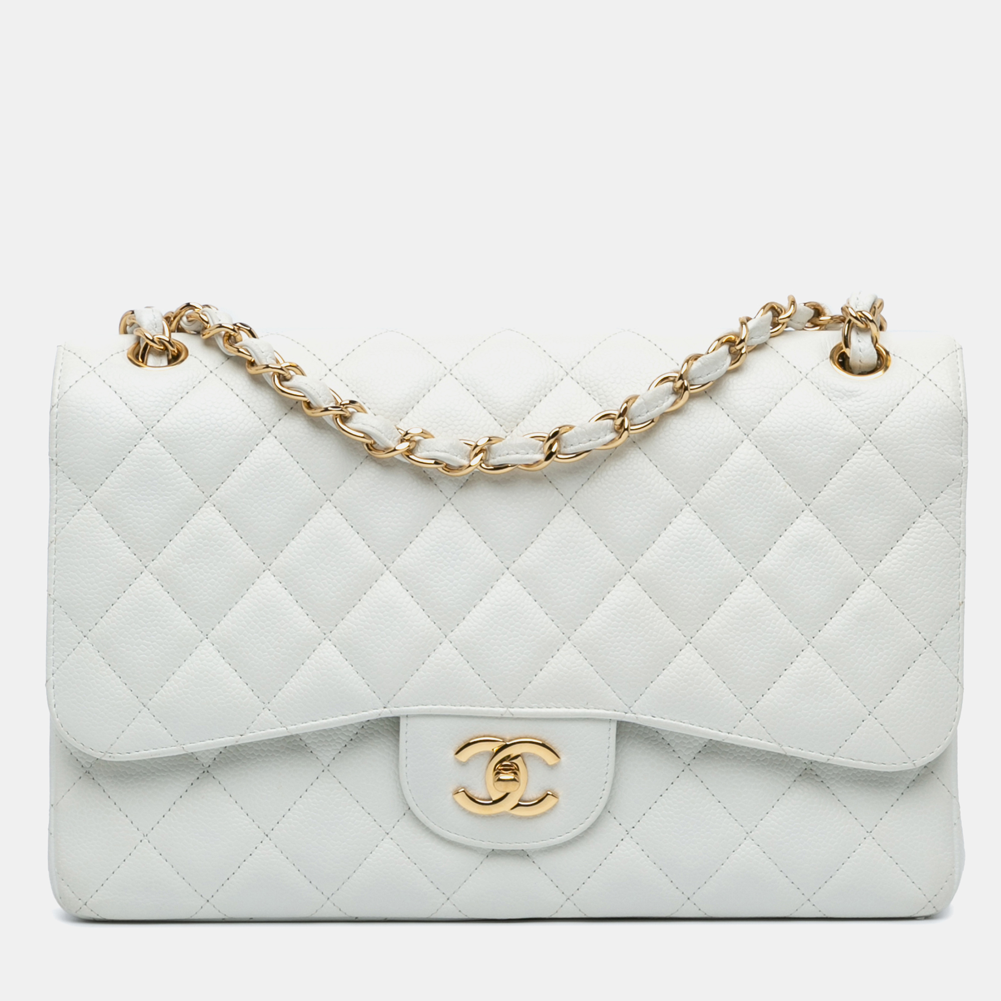 

Chanel White Jumbo Classic Caviar Double Flap