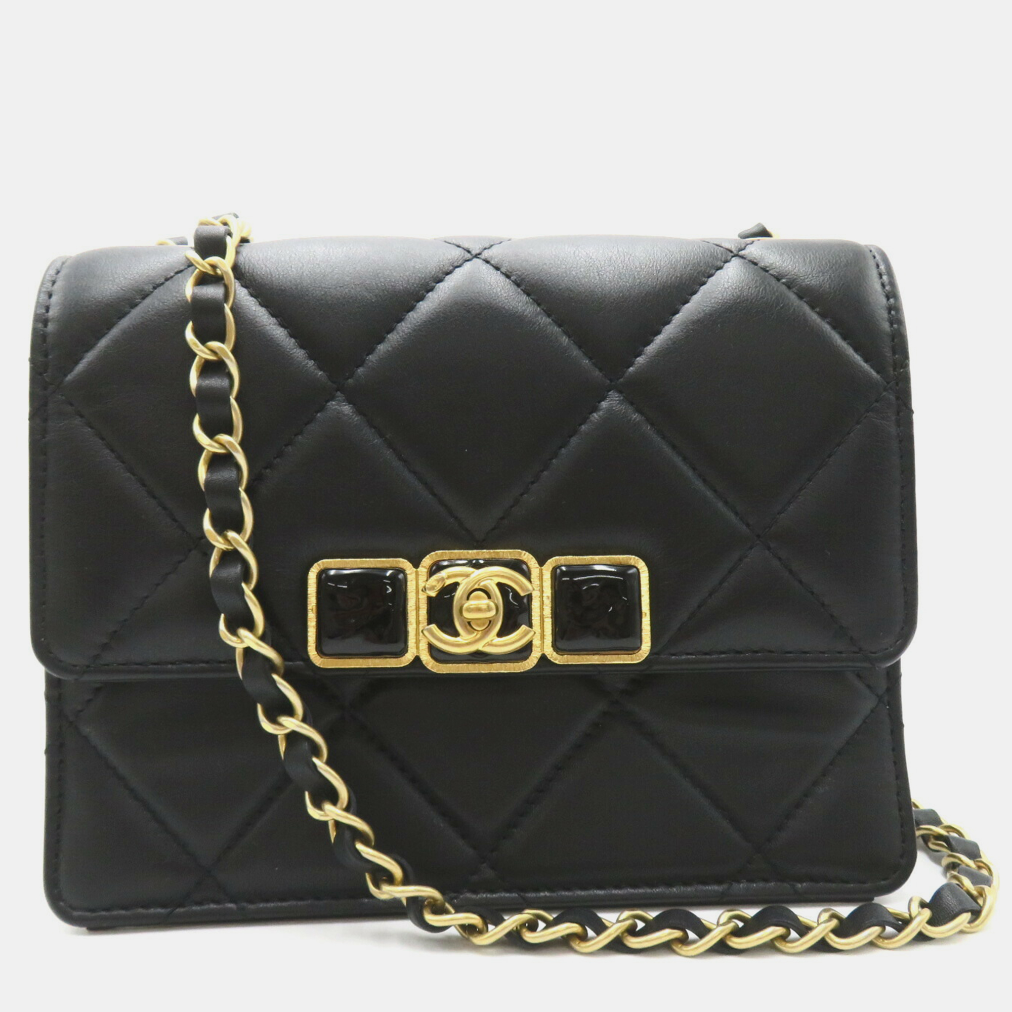 

Chanel Black Calfskin Leather Resin CC Mini Flap Shoulder Bag