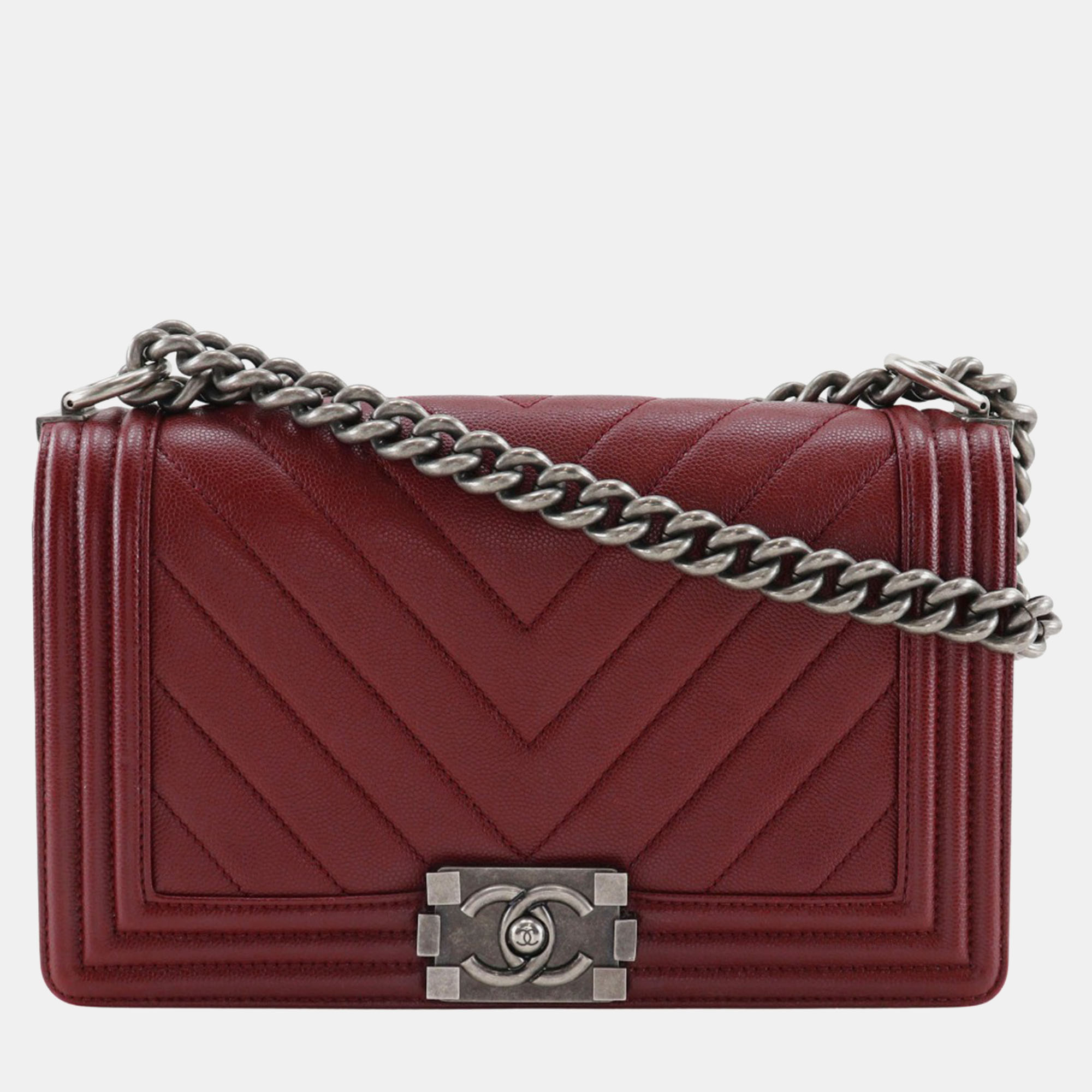 

Chanel Burgundy Leather Boy Medium Crossbody Bag