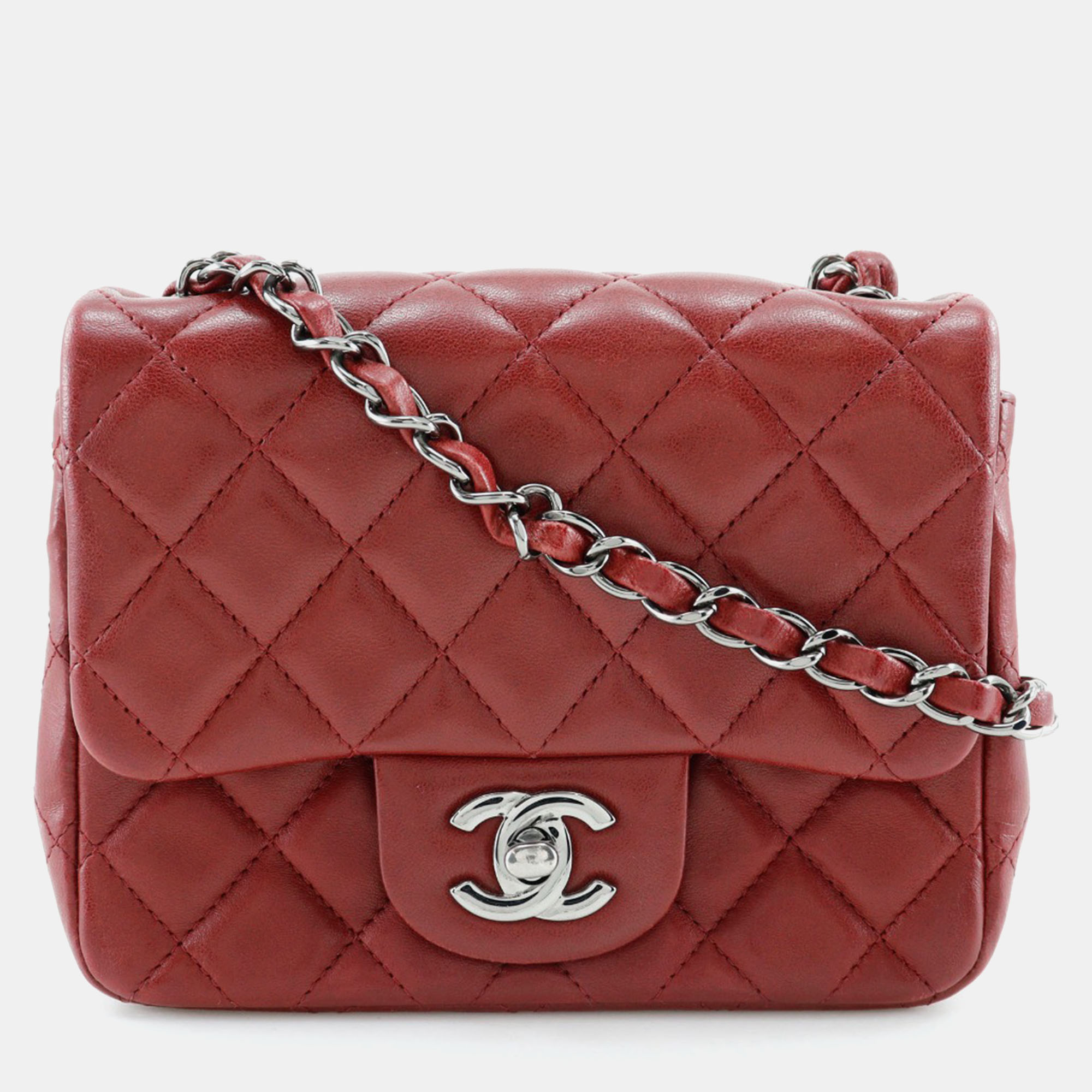 

Chanel Red Lambskin Leather Mini Flap Crossbody Bag