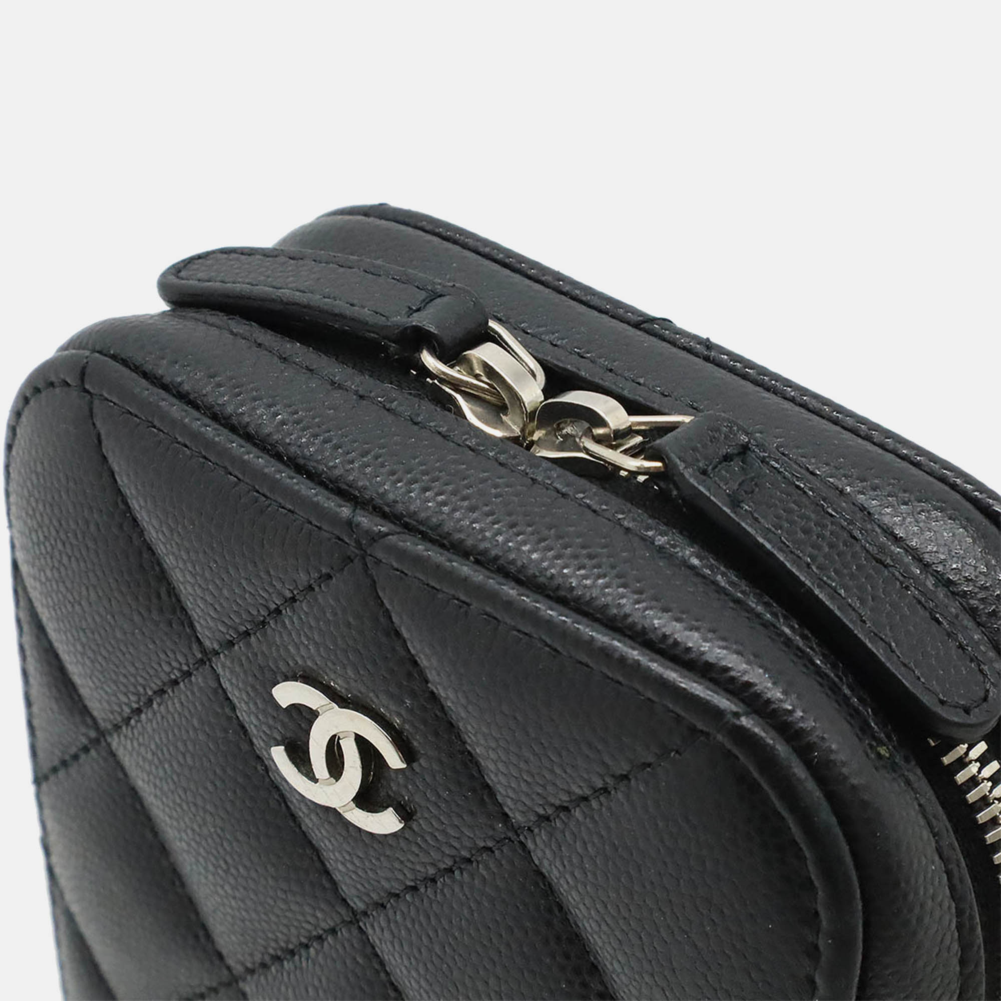 Chanel Black Leather Caviar Phone Holder Bag 