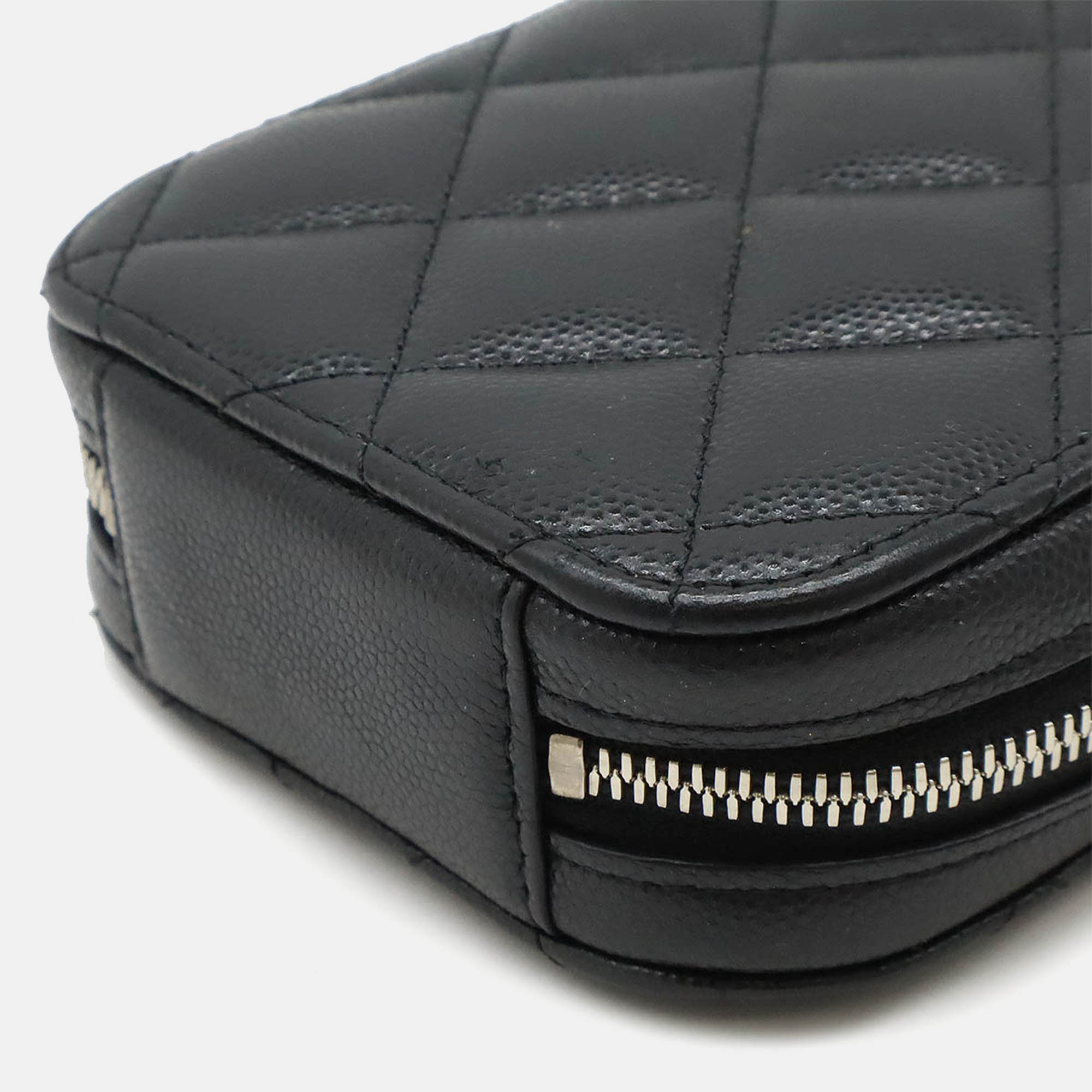 Chanel Black Leather Caviar Phone Holder Bag 