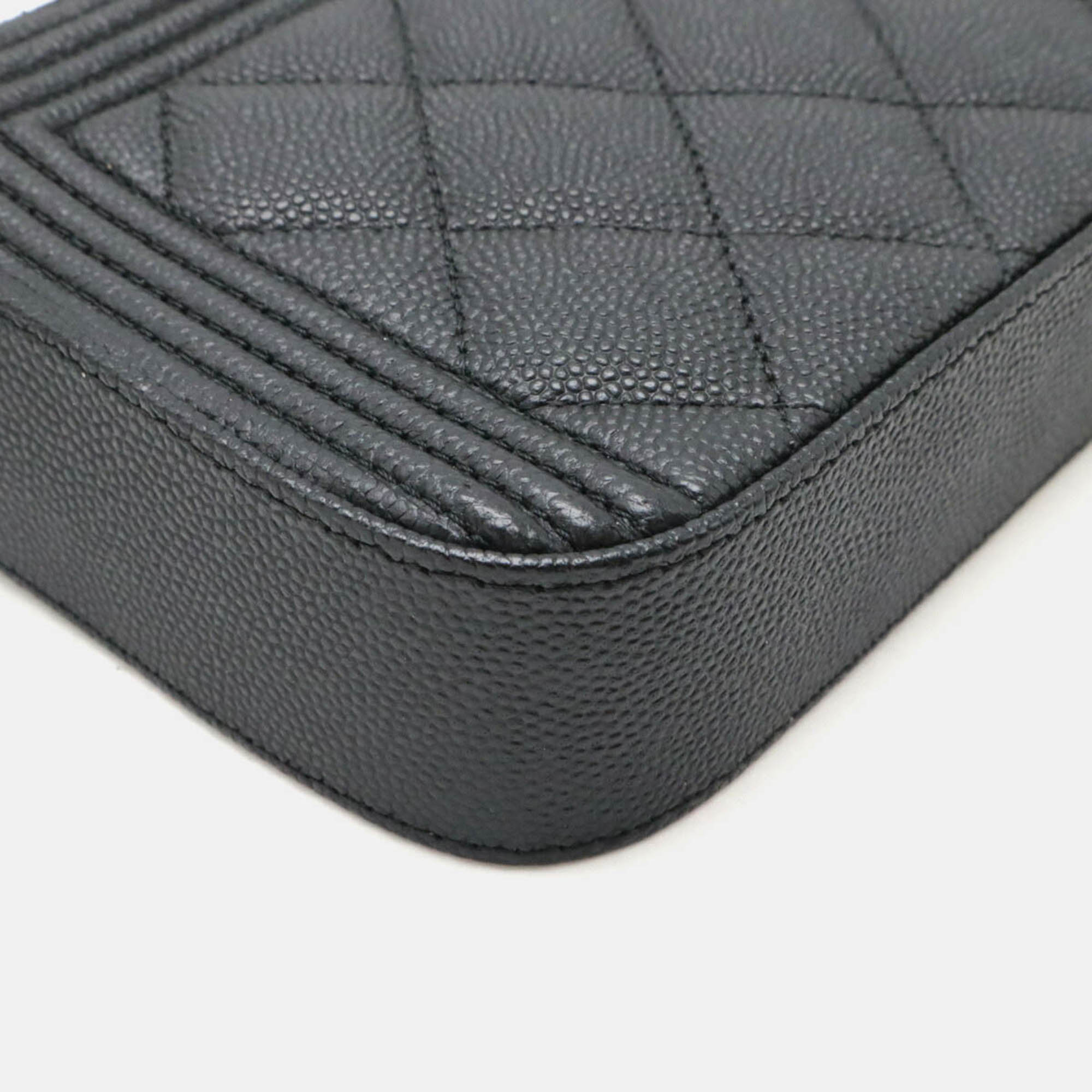 Chanel Black Leather Boy Chain Wallet 