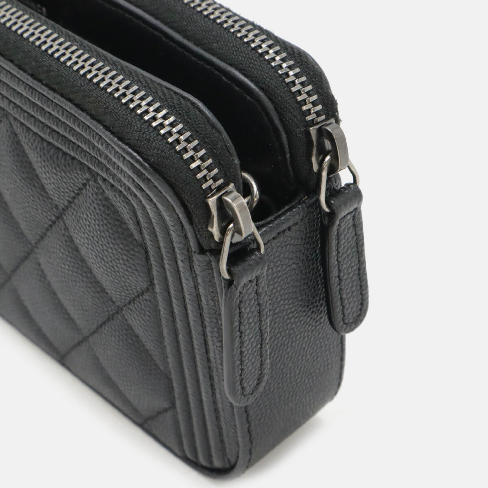 Chanel Black Leather Boy Chain Wallet 