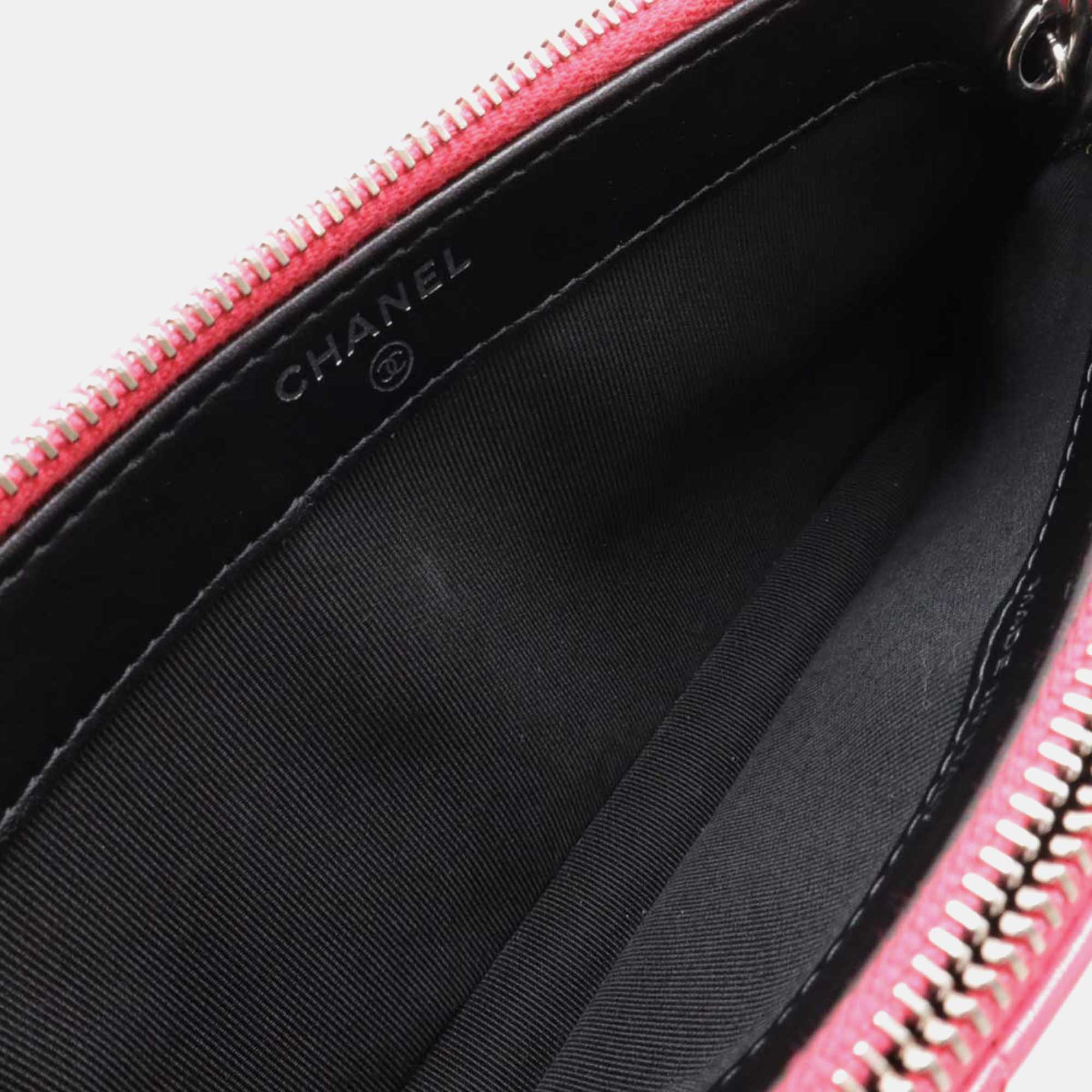 Chanel Pink Leather Chain Wallet 