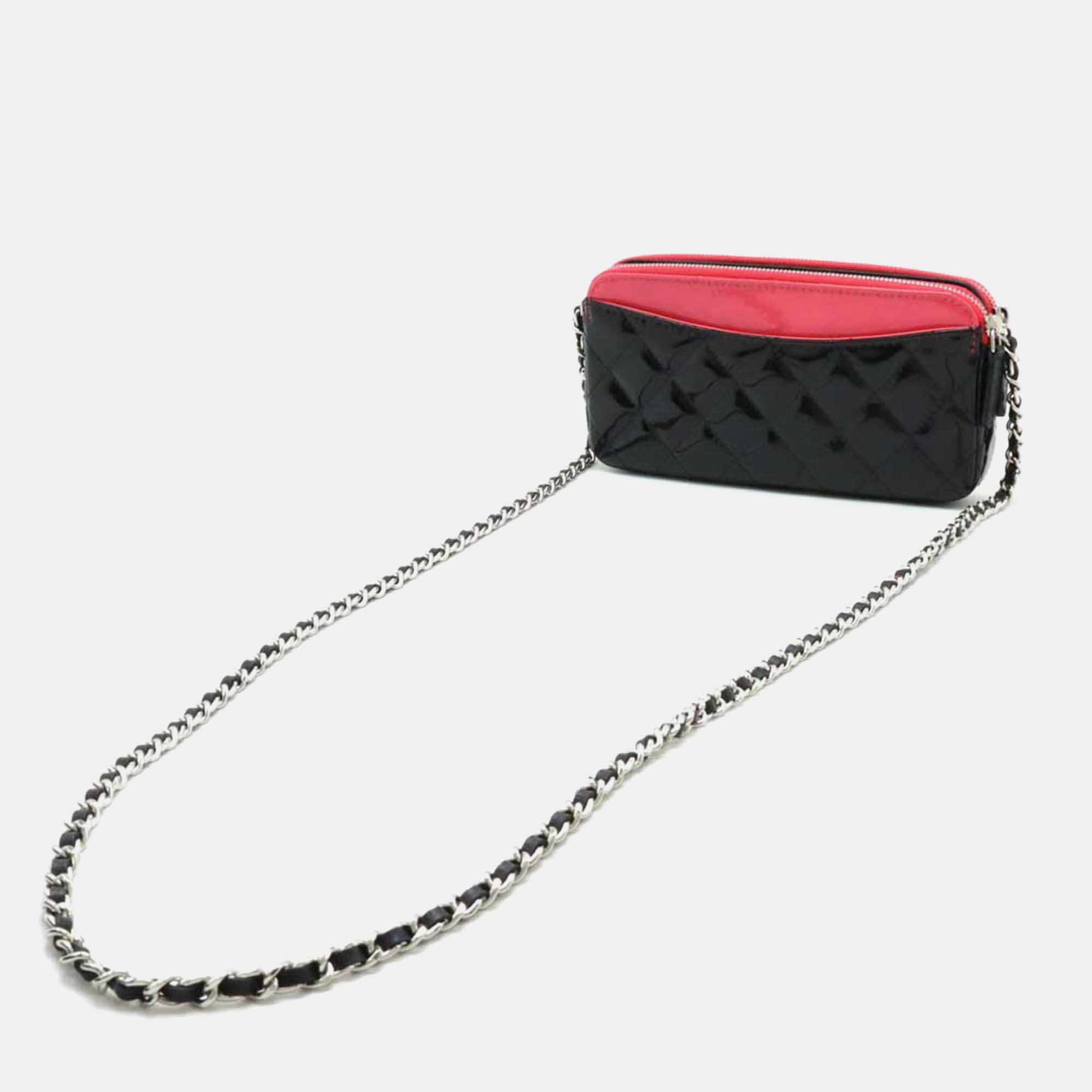 Chanel Pink Leather Chain Wallet 