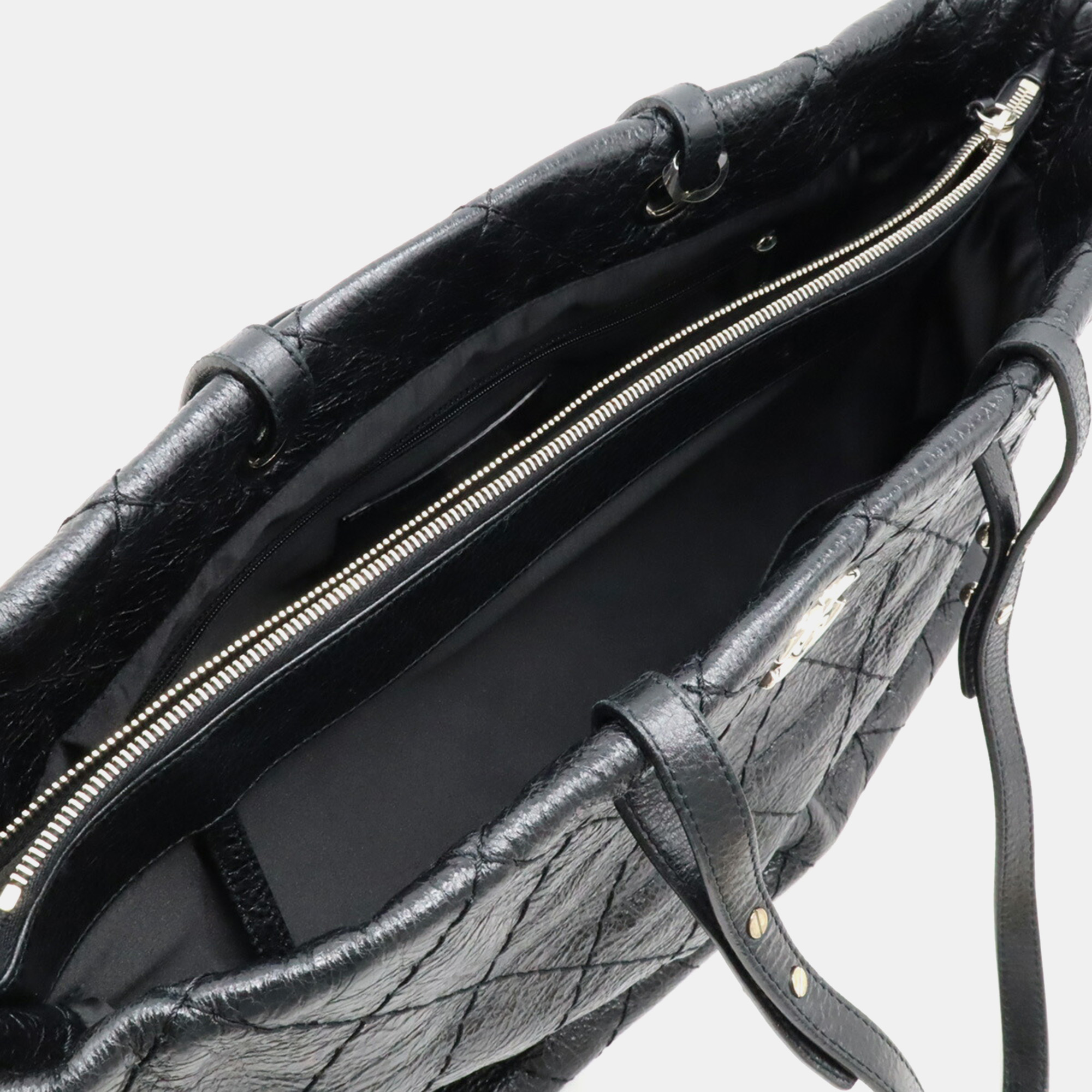 Chanel Black Leather On the Road Tote Bag 