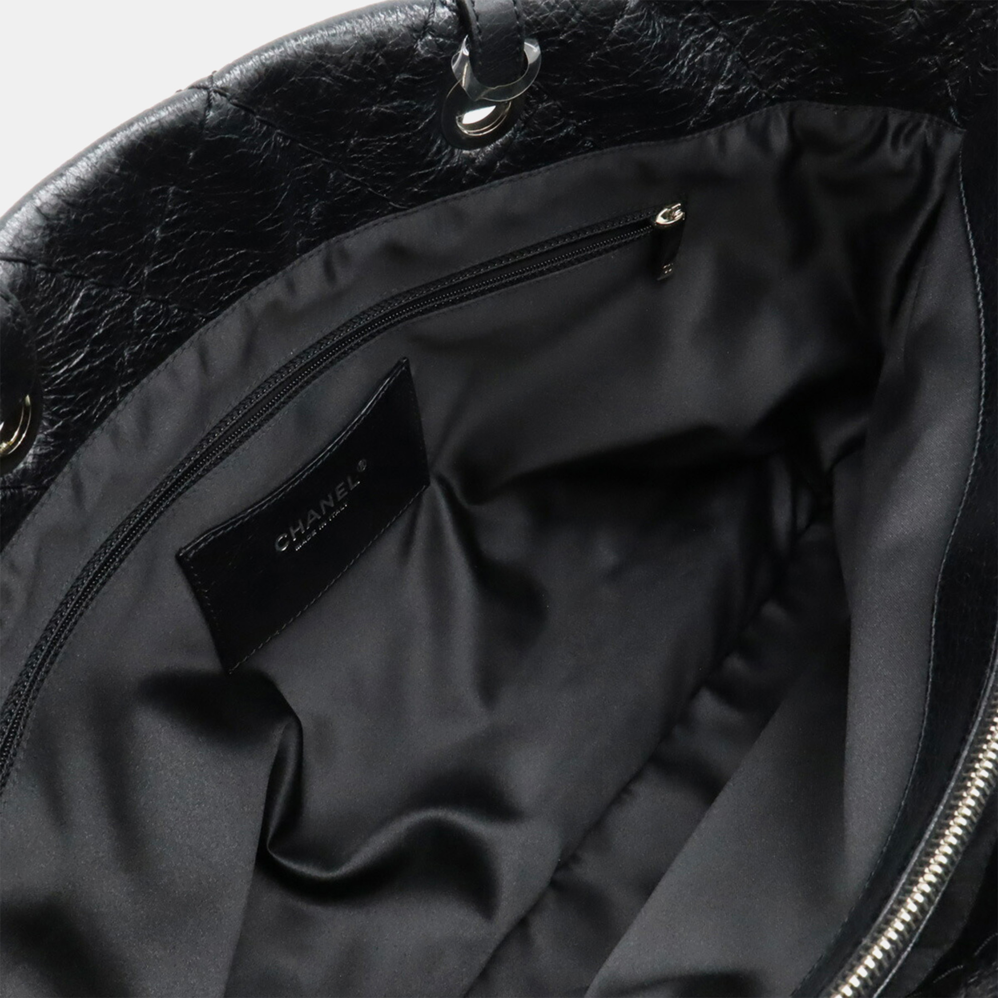 Chanel Black Leather On the Road Tote Bag 