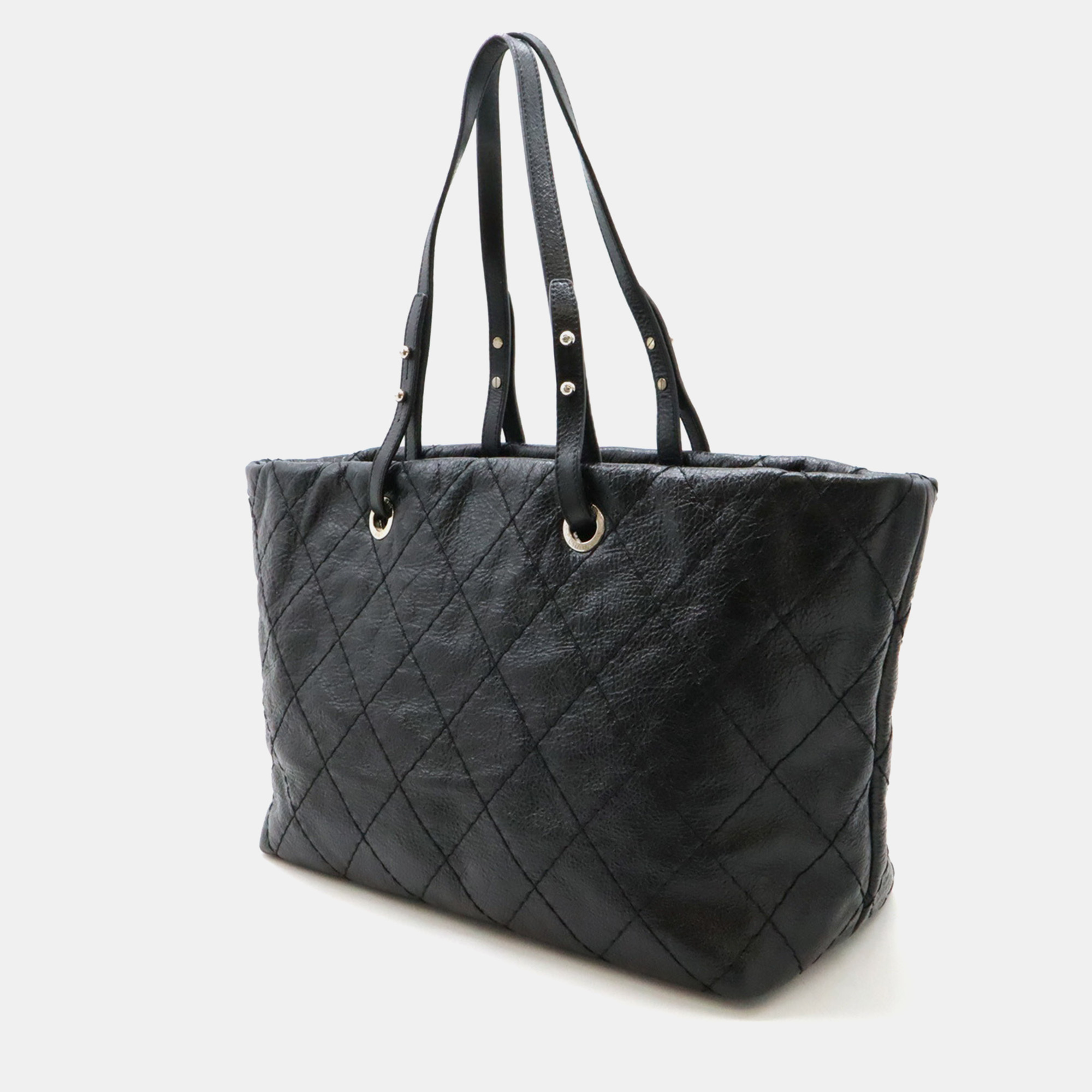 Chanel Black Leather On the Road Tote Bag 