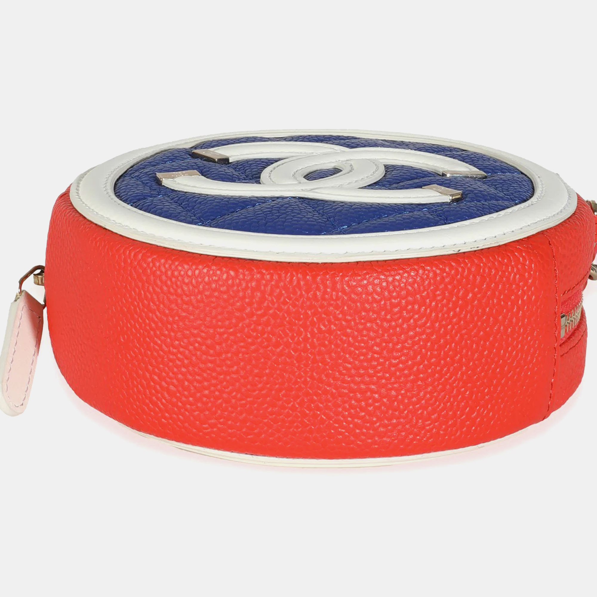 Chanel Multicolor Quilted Caviar Round Filigree Handbag With Chain 