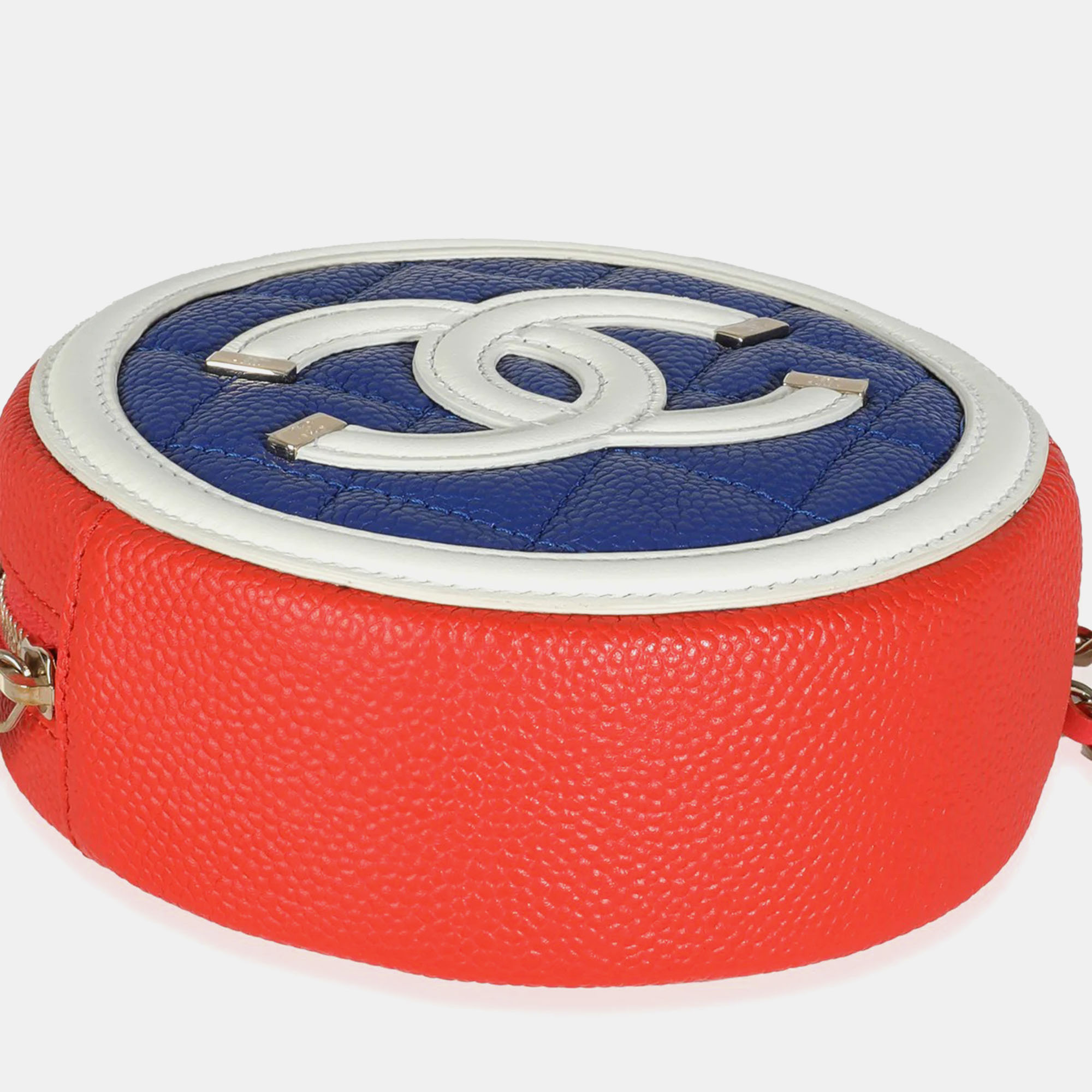 Chanel Multicolor Quilted Caviar Round Filigree Handbag With Chain 