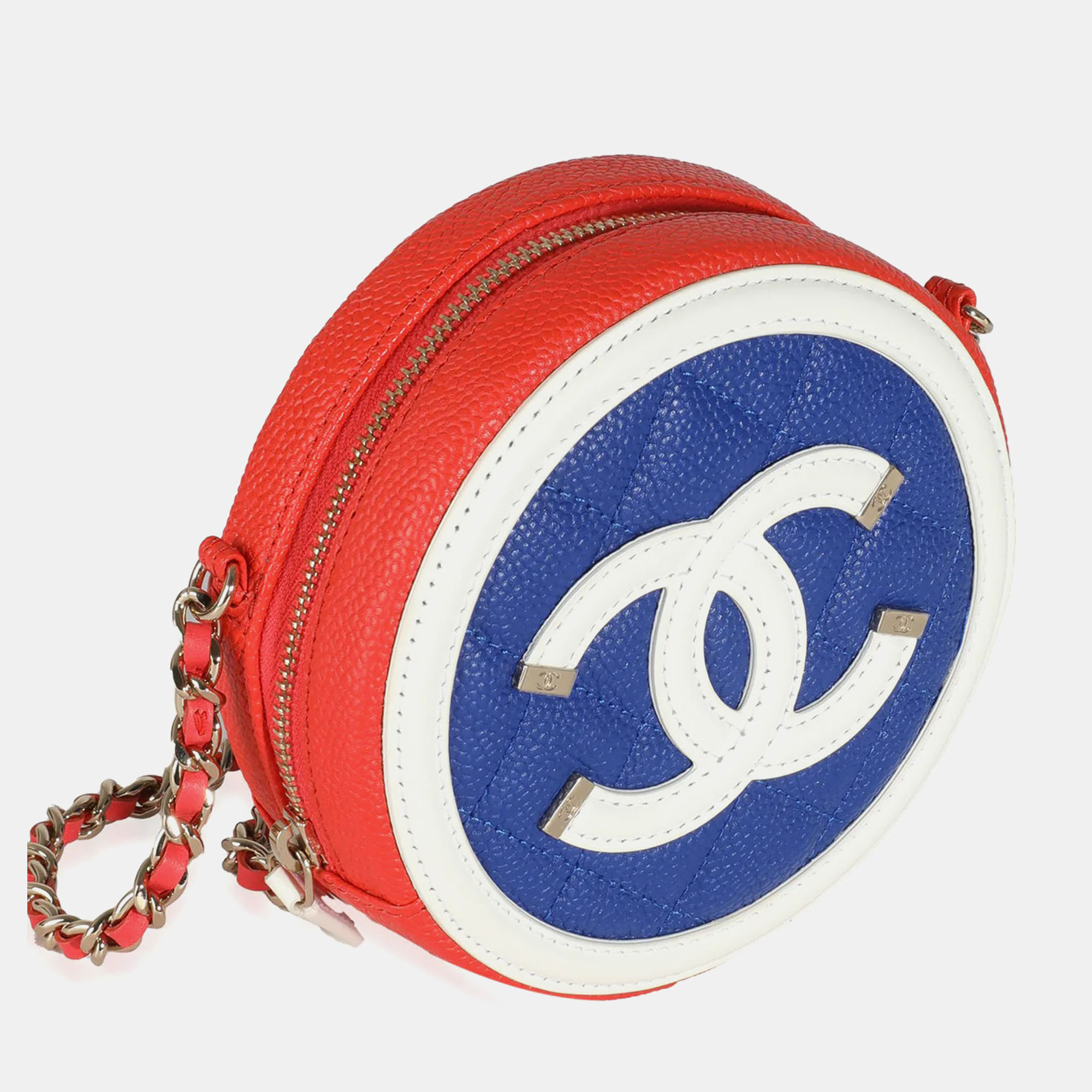 Chanel Multicolor Quilted Caviar Round Filigree Handbag With Chain 