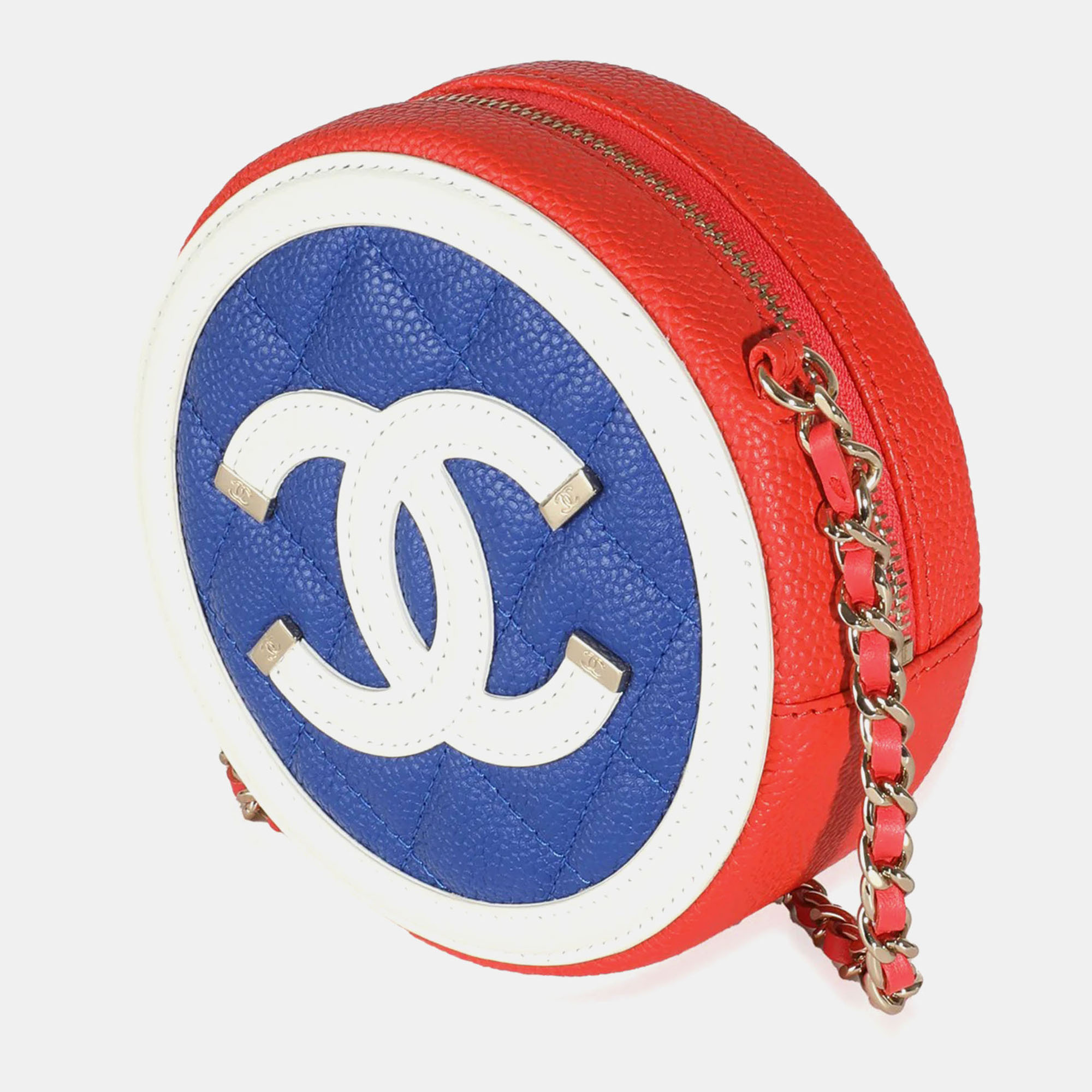 Chanel Multicolor Quilted Caviar Round Filigree Handbag With Chain 