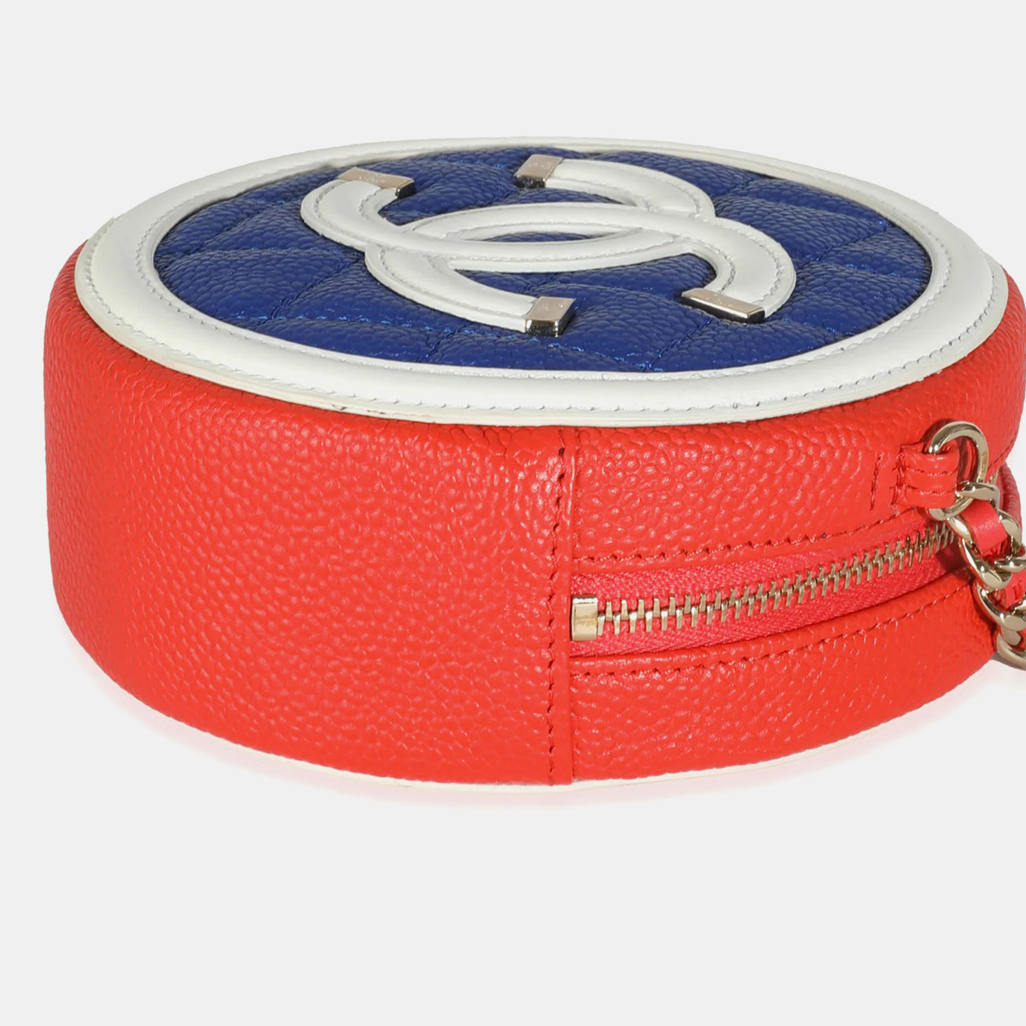 Chanel Multicolor Quilted Caviar Round Filigree Handbag With Chain 