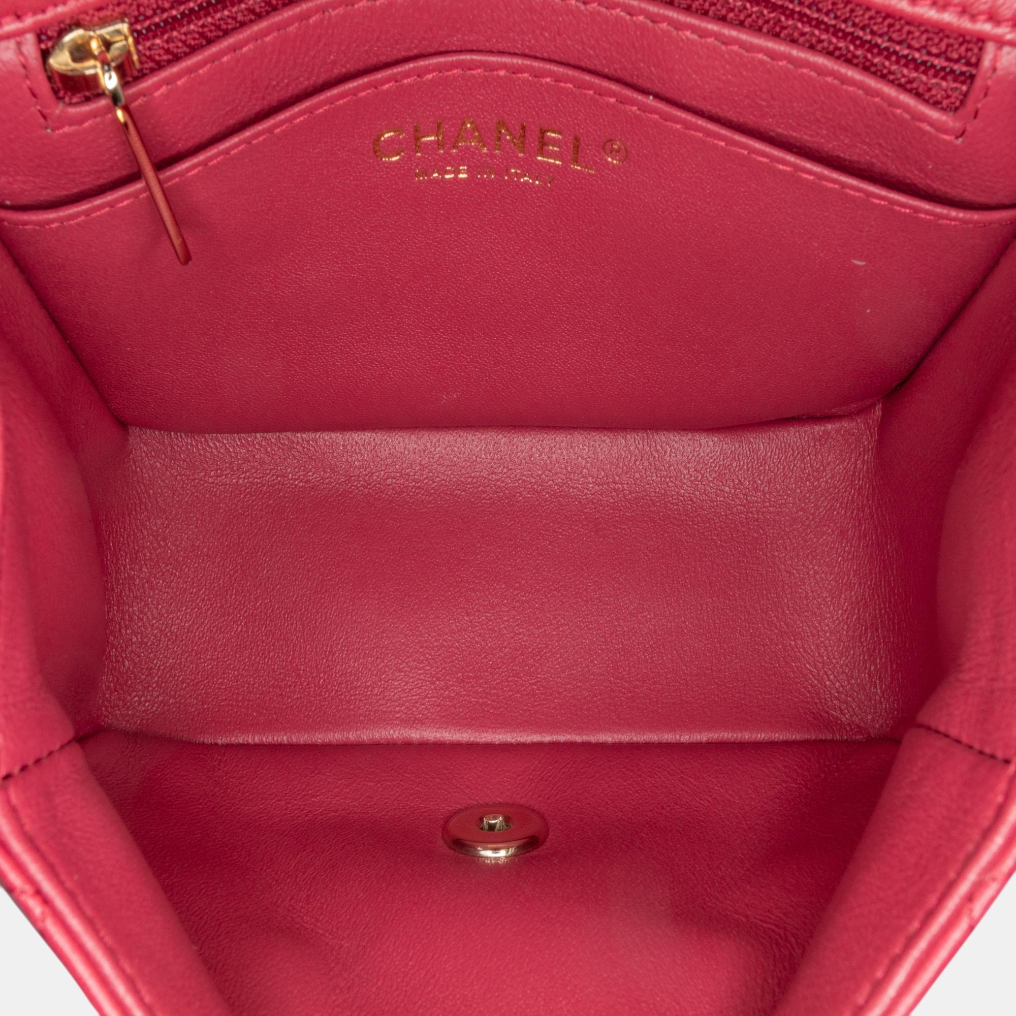 Chanel Pink Mini Square Classic Lambskin Single Flap 