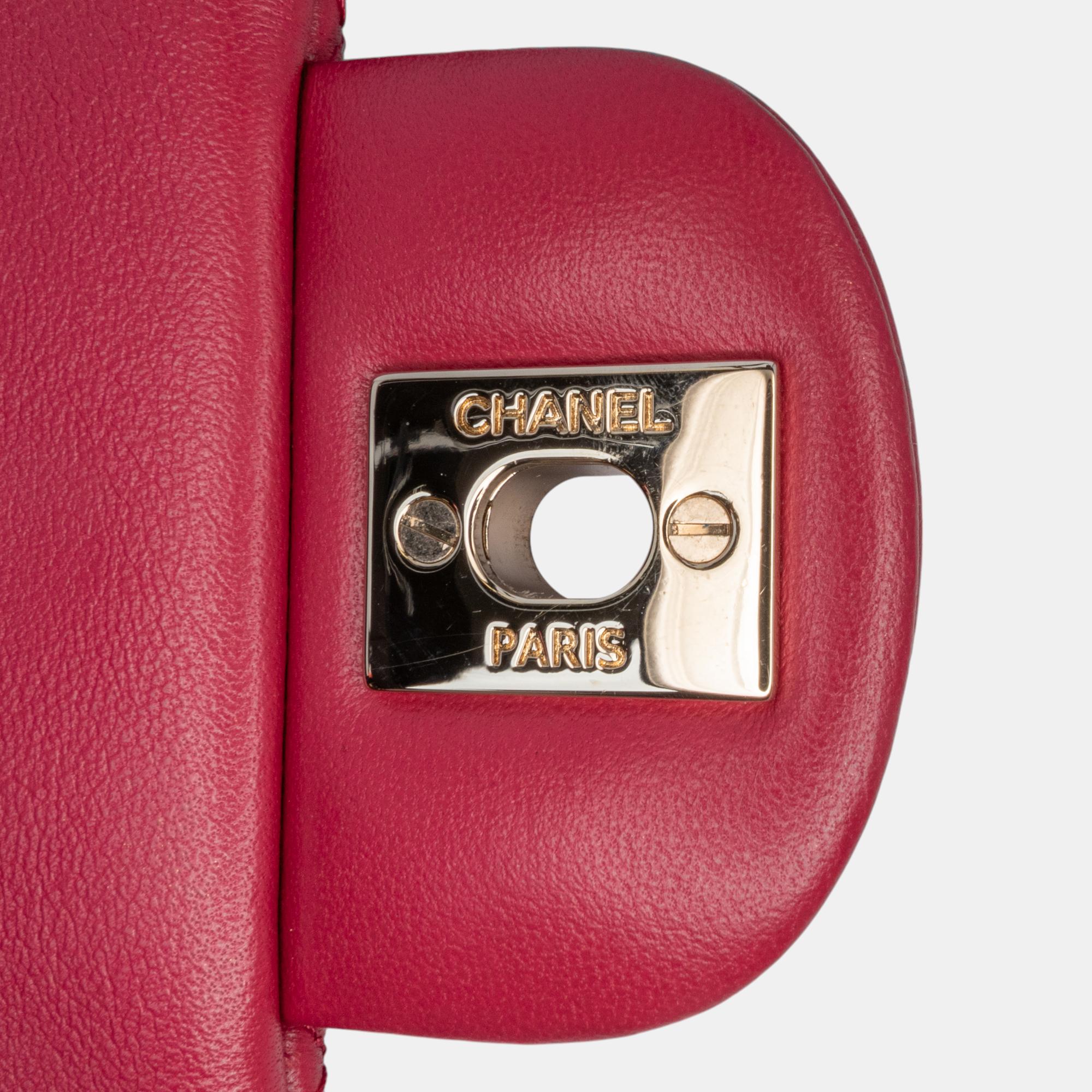 Chanel Pink Mini Square Classic Lambskin Single Flap 