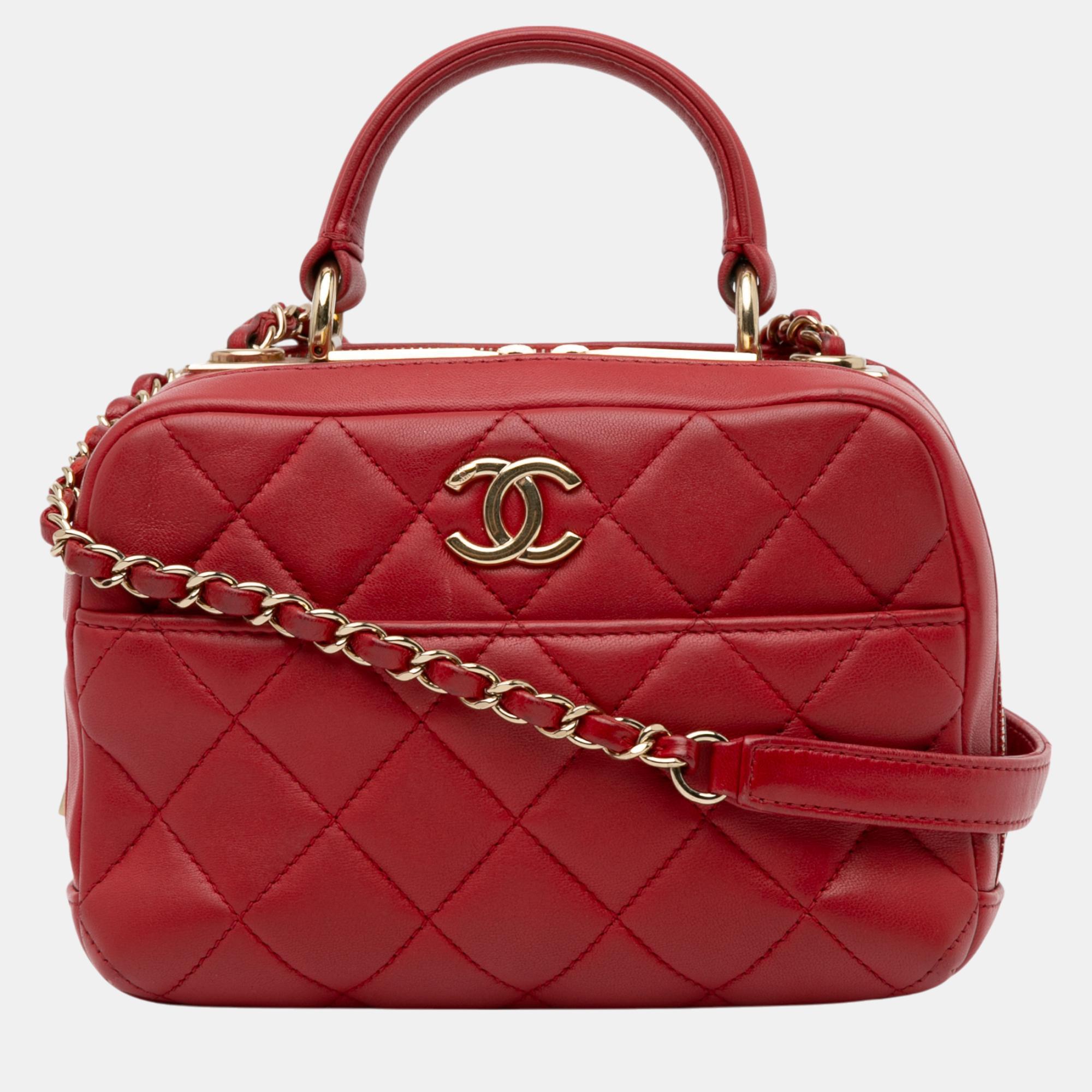 

Chanel Red Small Lambskin Trendy CC Bowling