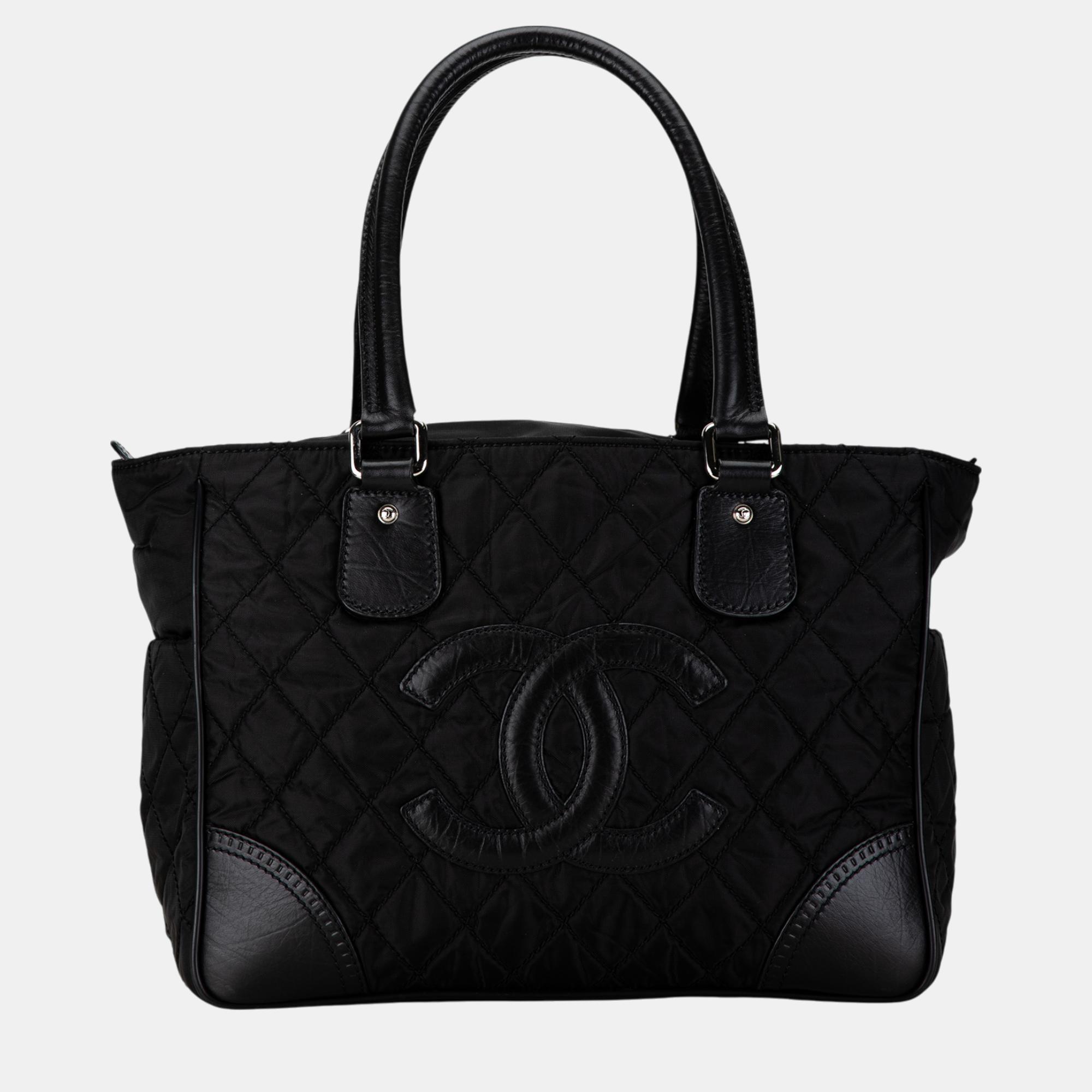 

Chanel Black Quilted Nylon Paris-New York Line Tote