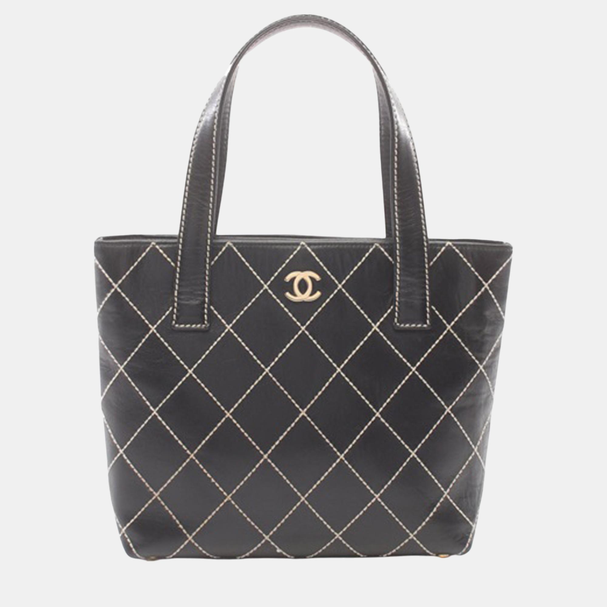 

Chanel Black CC Wild Stitch Calfskin Handbag