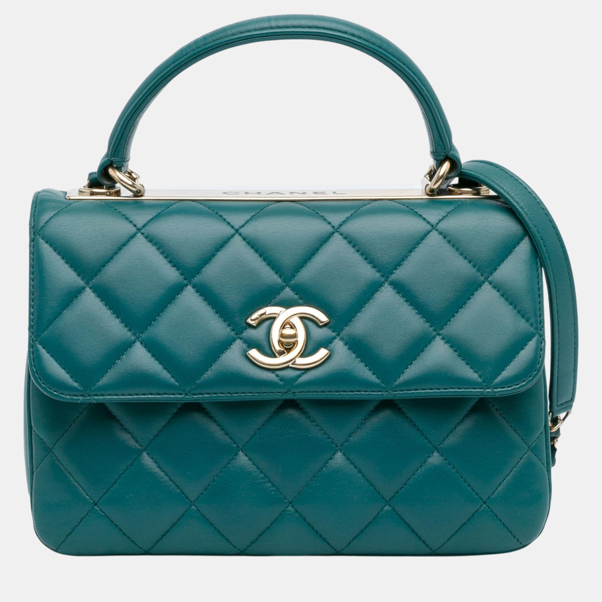 

Chanel Green Small Quilted Lambskin Trendy CC Flap