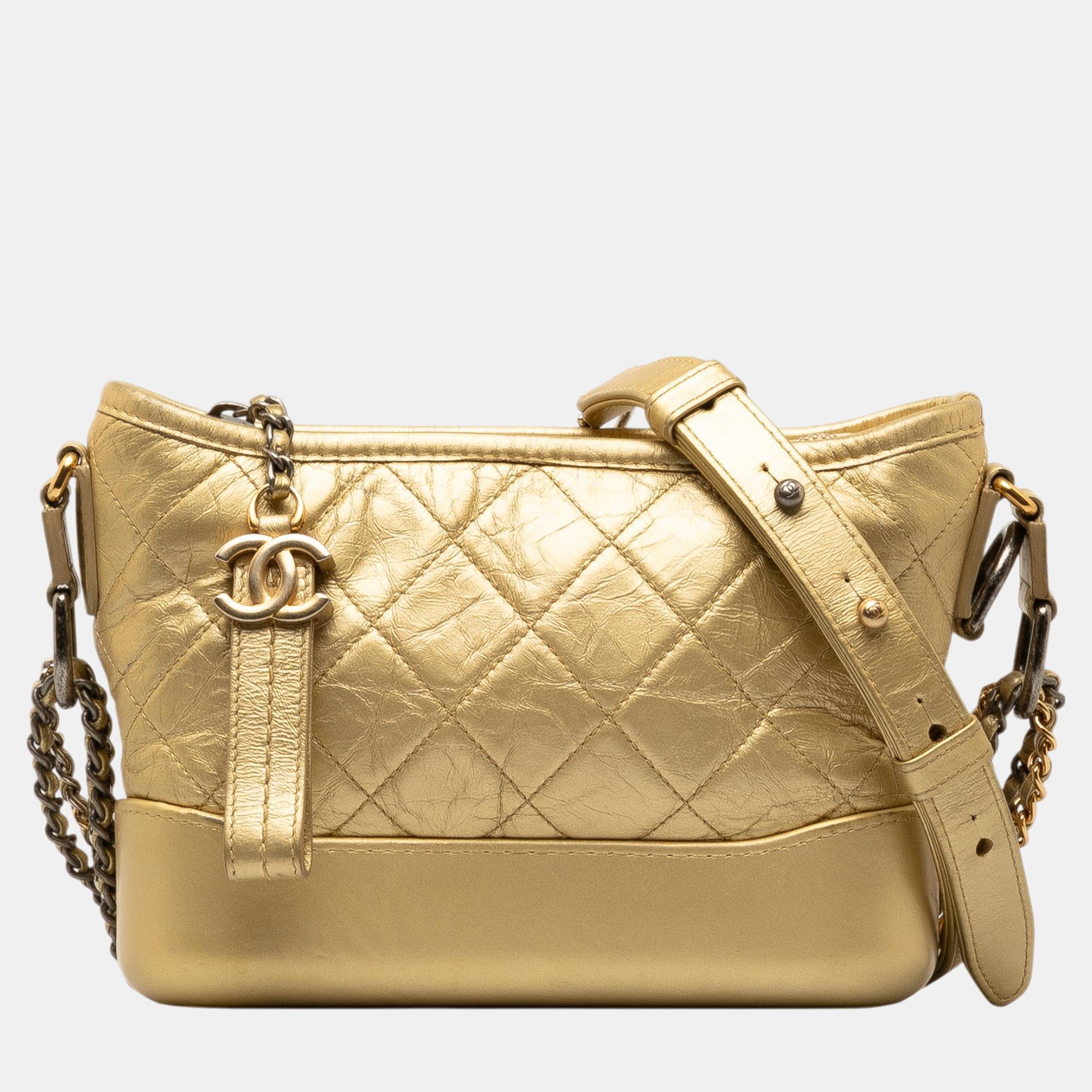 

Chanel Gold Small Metallic Lambskin Gabrielle Crossbody