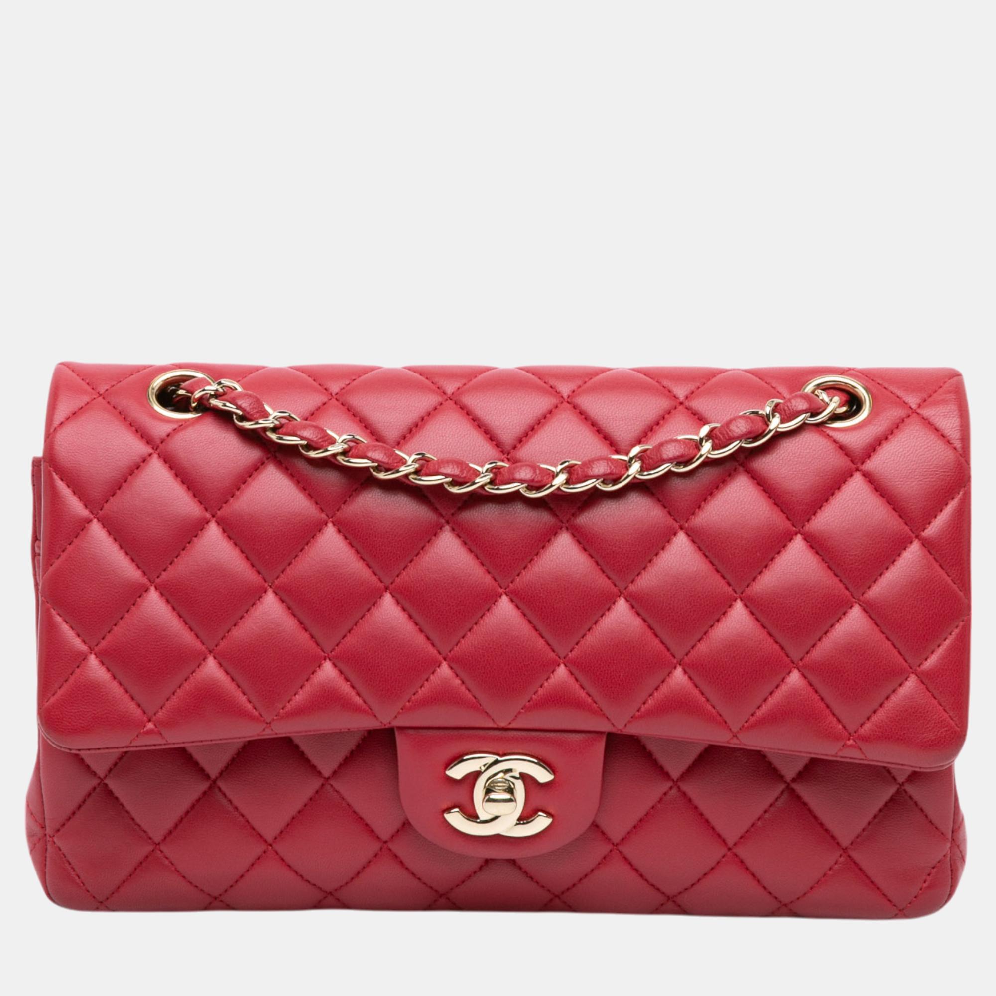 

Chanel Red Medium Classic Lambskin Double Flap