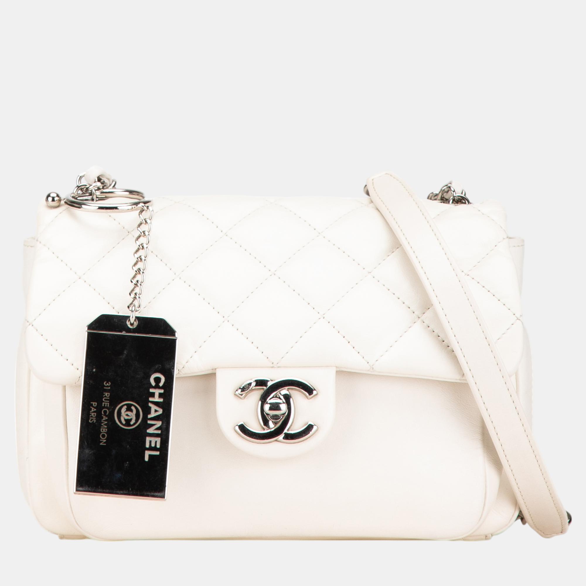 

Chanel White Aged Calfskin Express Zip Around Flap Bag