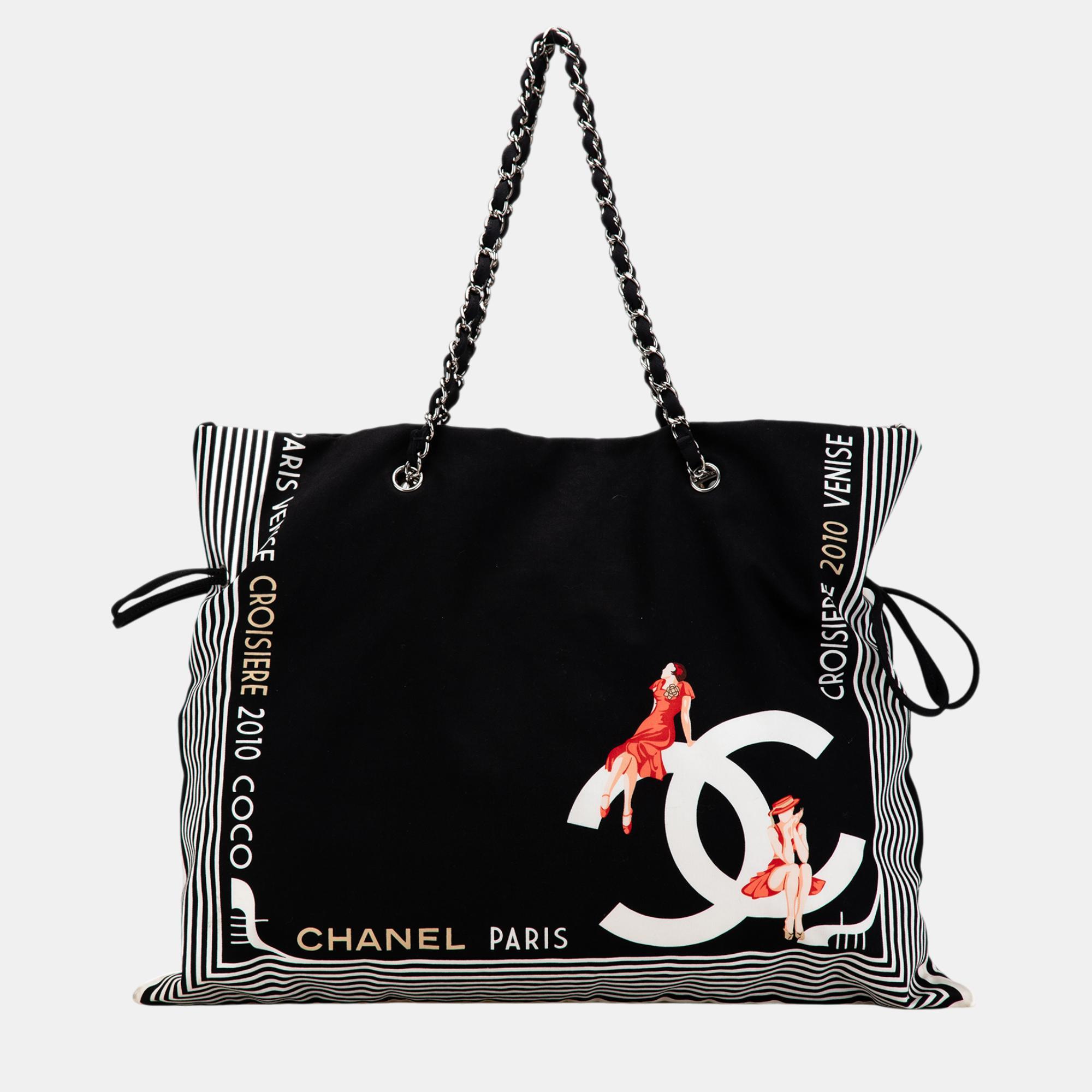 

Chanel Black Paris-Venice Canvas Bon Bon Tote