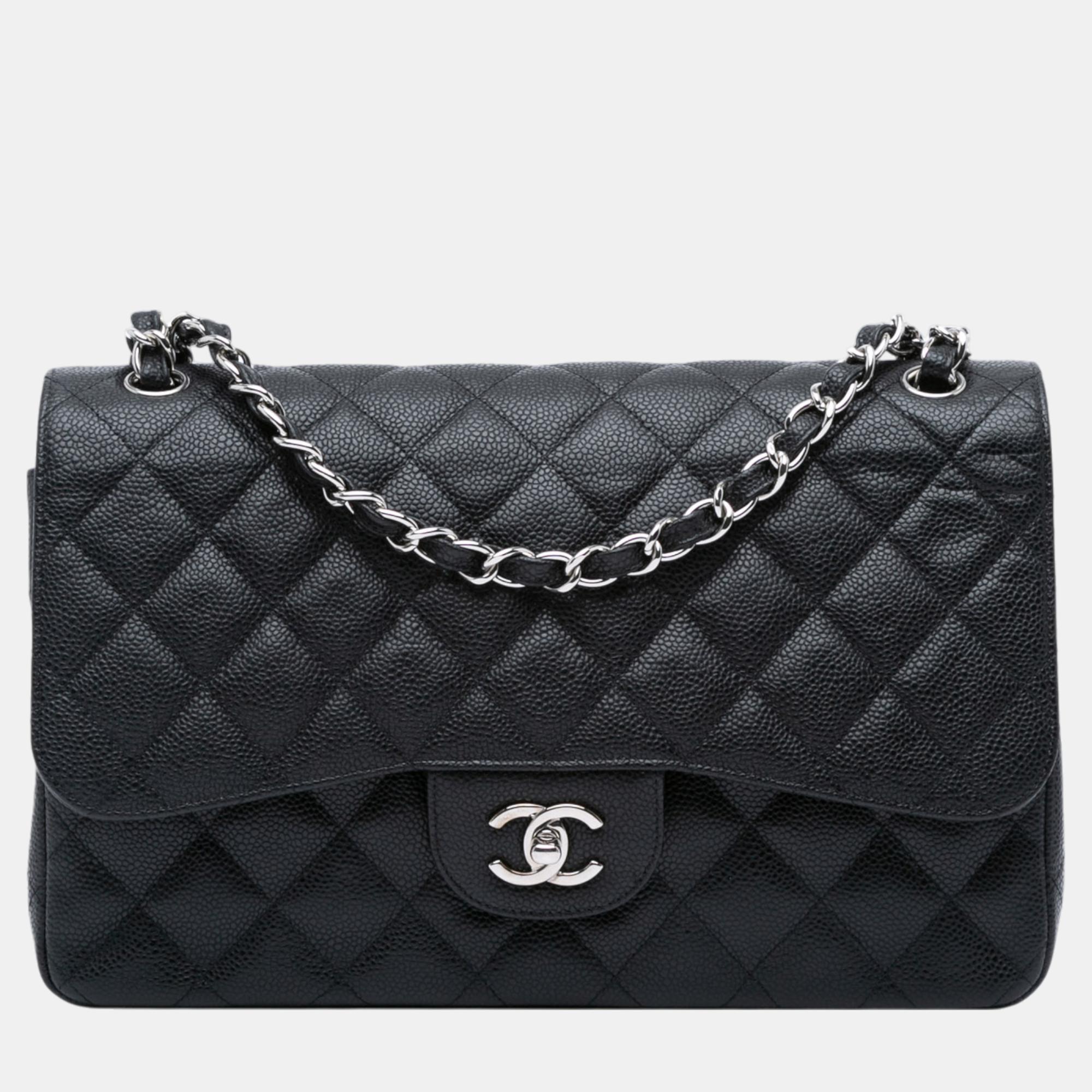 

Chanel Black Jumbo Classic Caviar Double Flap