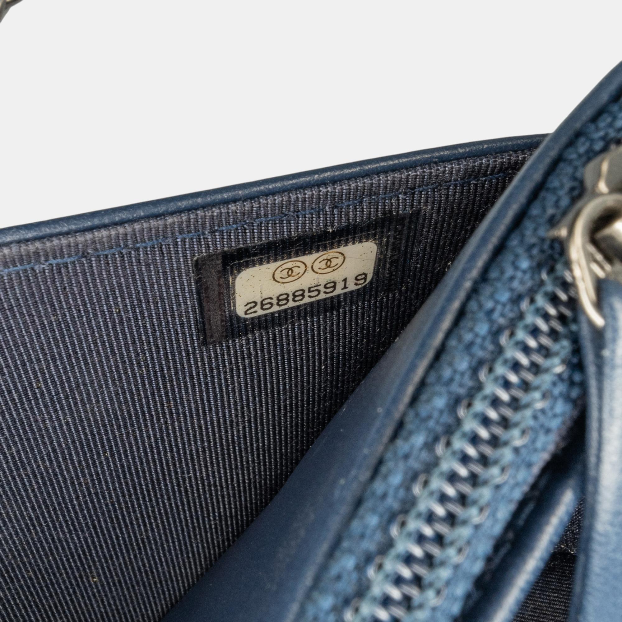 Chanel Navy Blue Quilted Aged Calfskin Gabrielle Wallet On Chain 