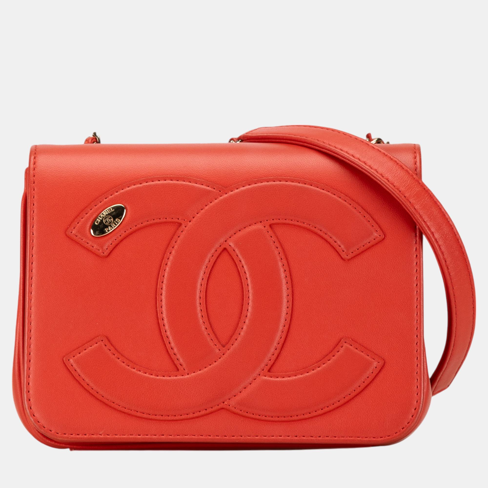 

Chanel Red Lambskin CC Mania Flap