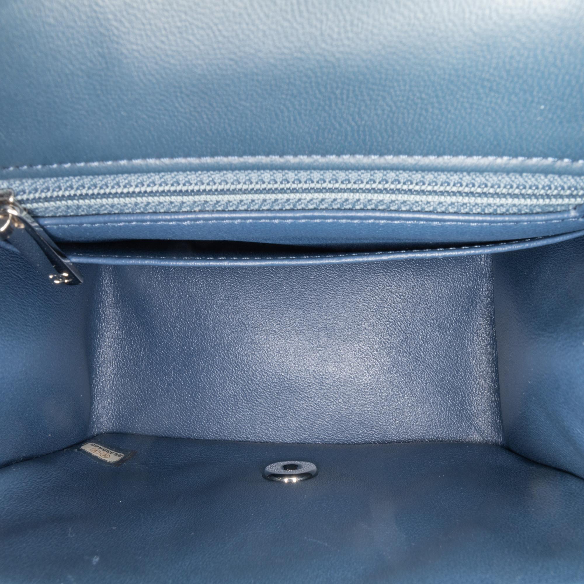 Chanel Navy Blue Mini Square Classic Lambskin Single Flap 
