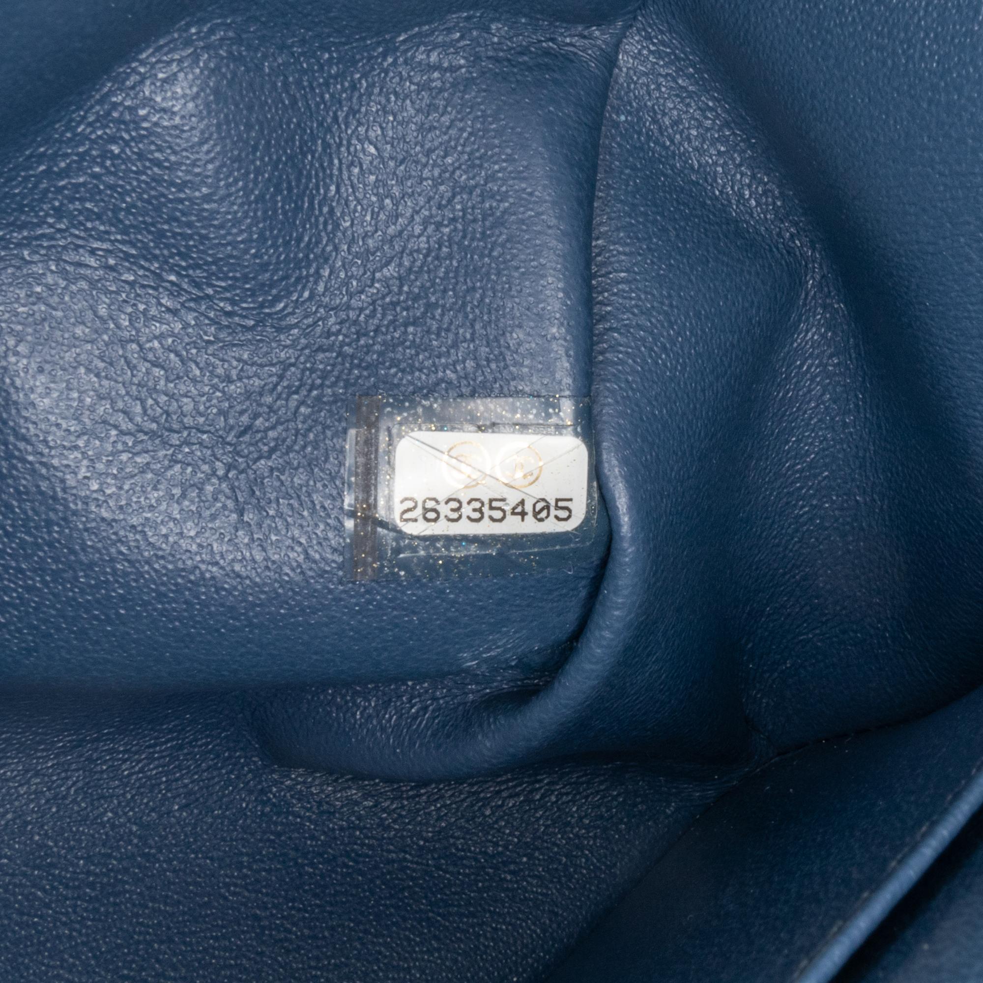 Chanel Navy Blue Mini Square Classic Lambskin Single Flap 