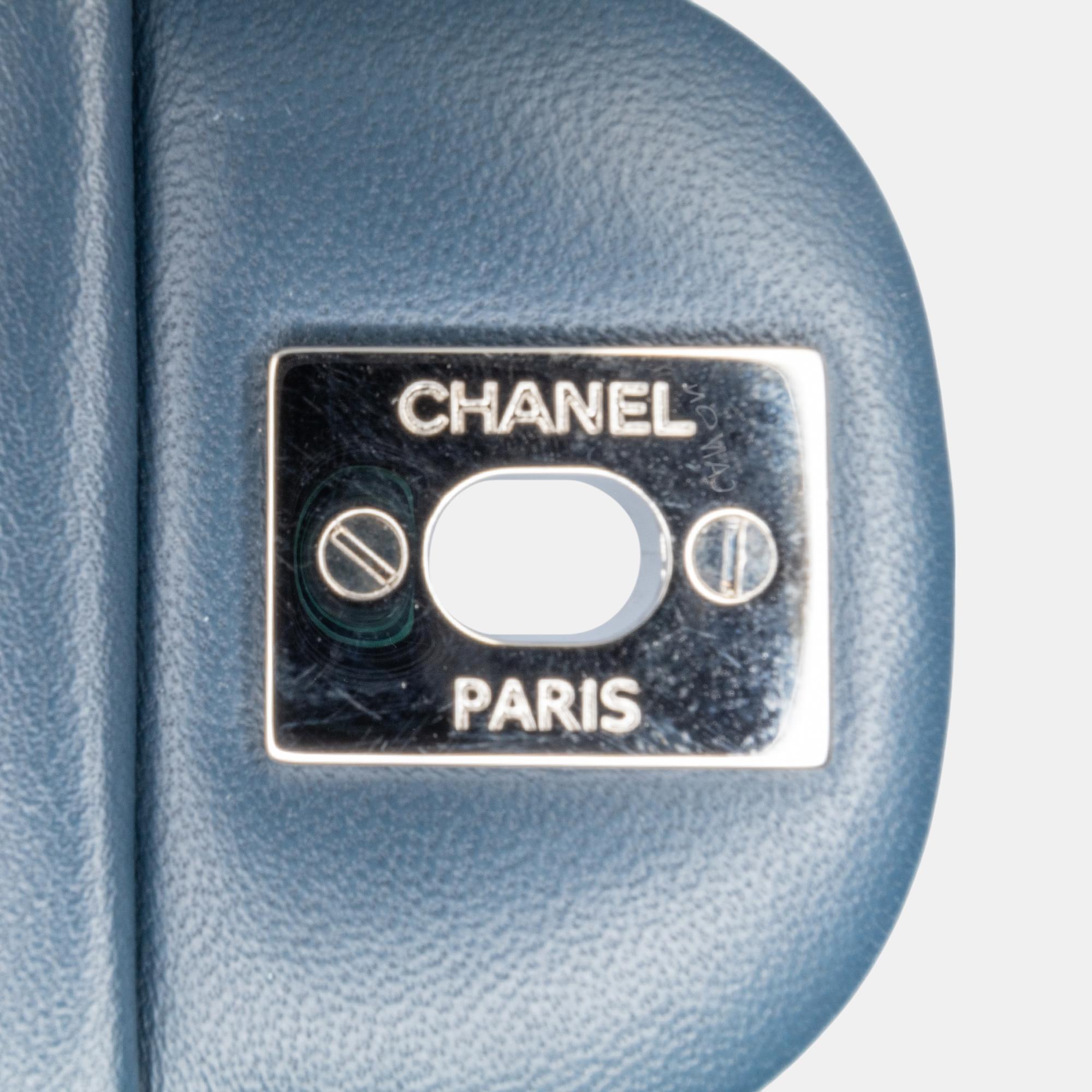 Chanel Navy Blue Mini Square Classic Lambskin Single Flap 