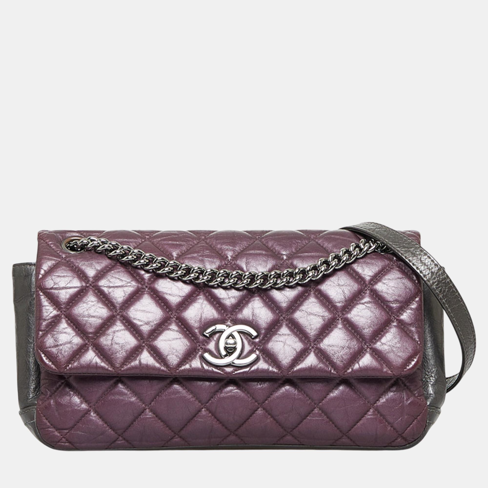 

Chanel Purple Glazed Matelasse Portobello Flap Bag