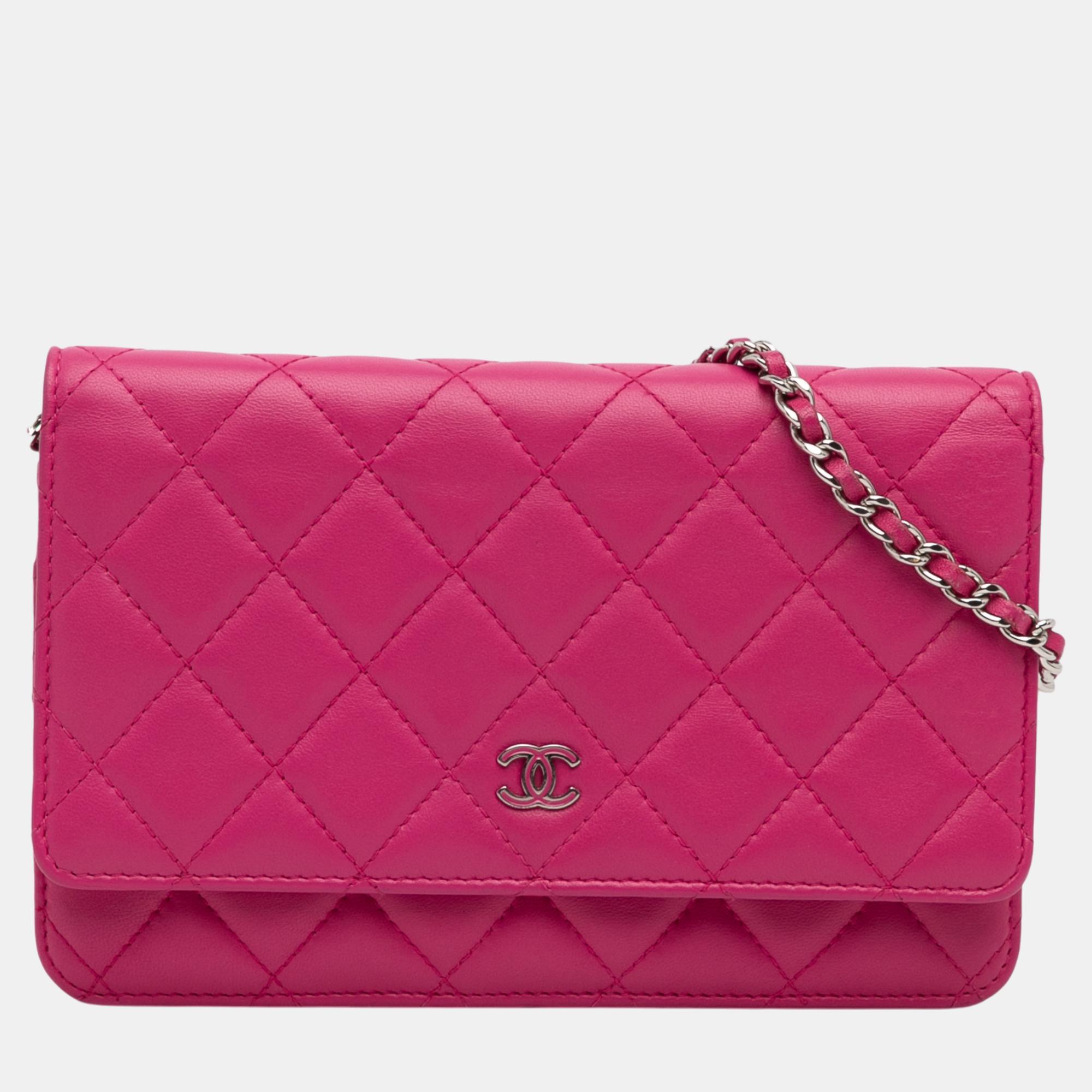

Chanel Pink Classic Lambskin Wallet on Chain