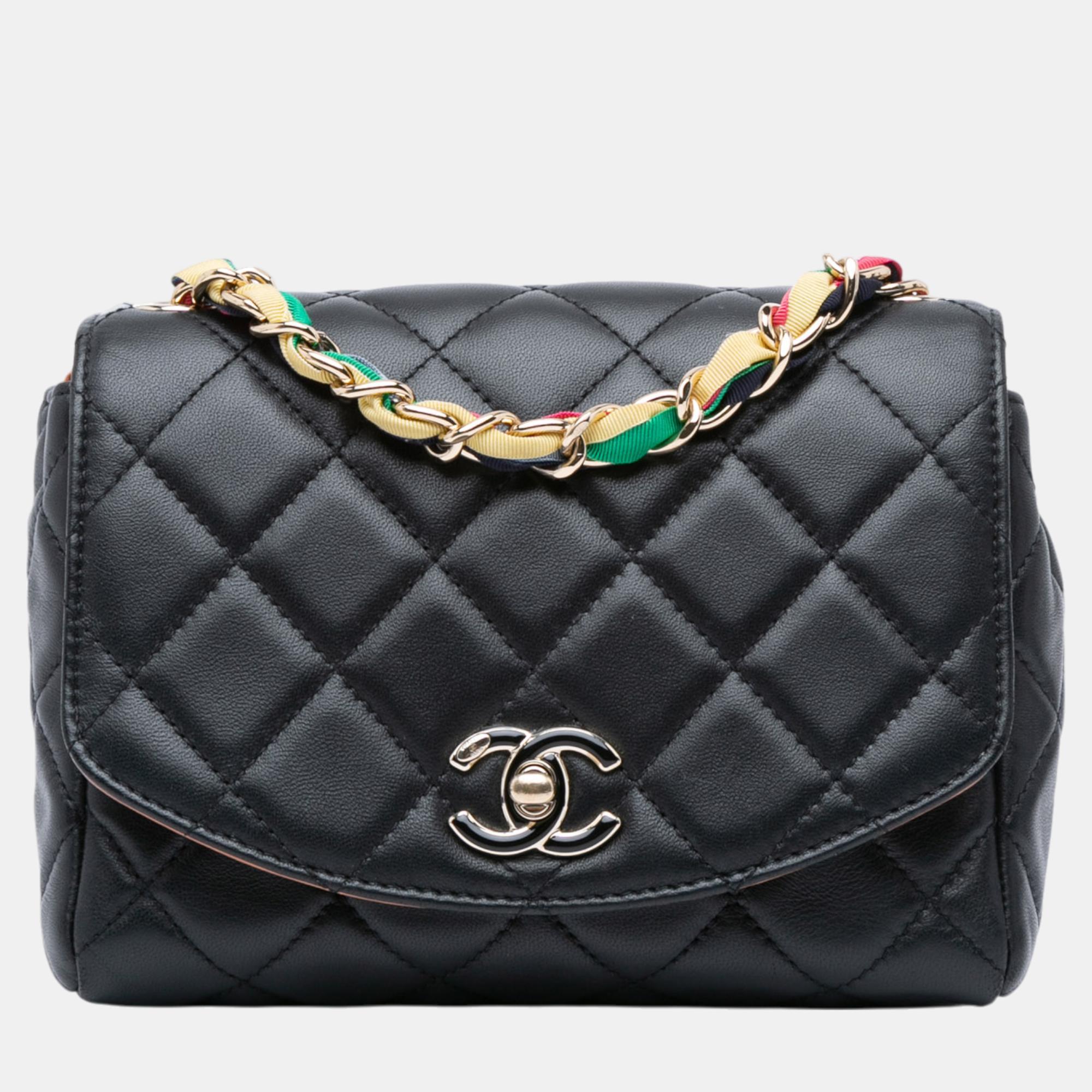 

Chanel Black Quilted Lambskin Small Ribbon Flap Bag