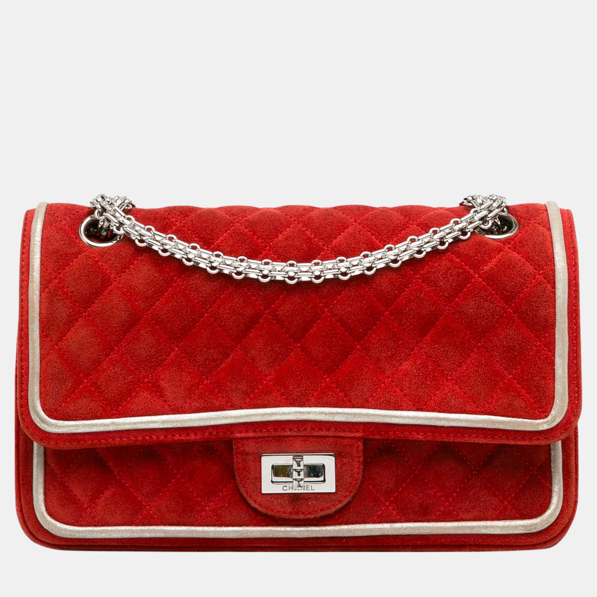 

Chanel Red Medium Suede Re-issue 2.55 Double Flap